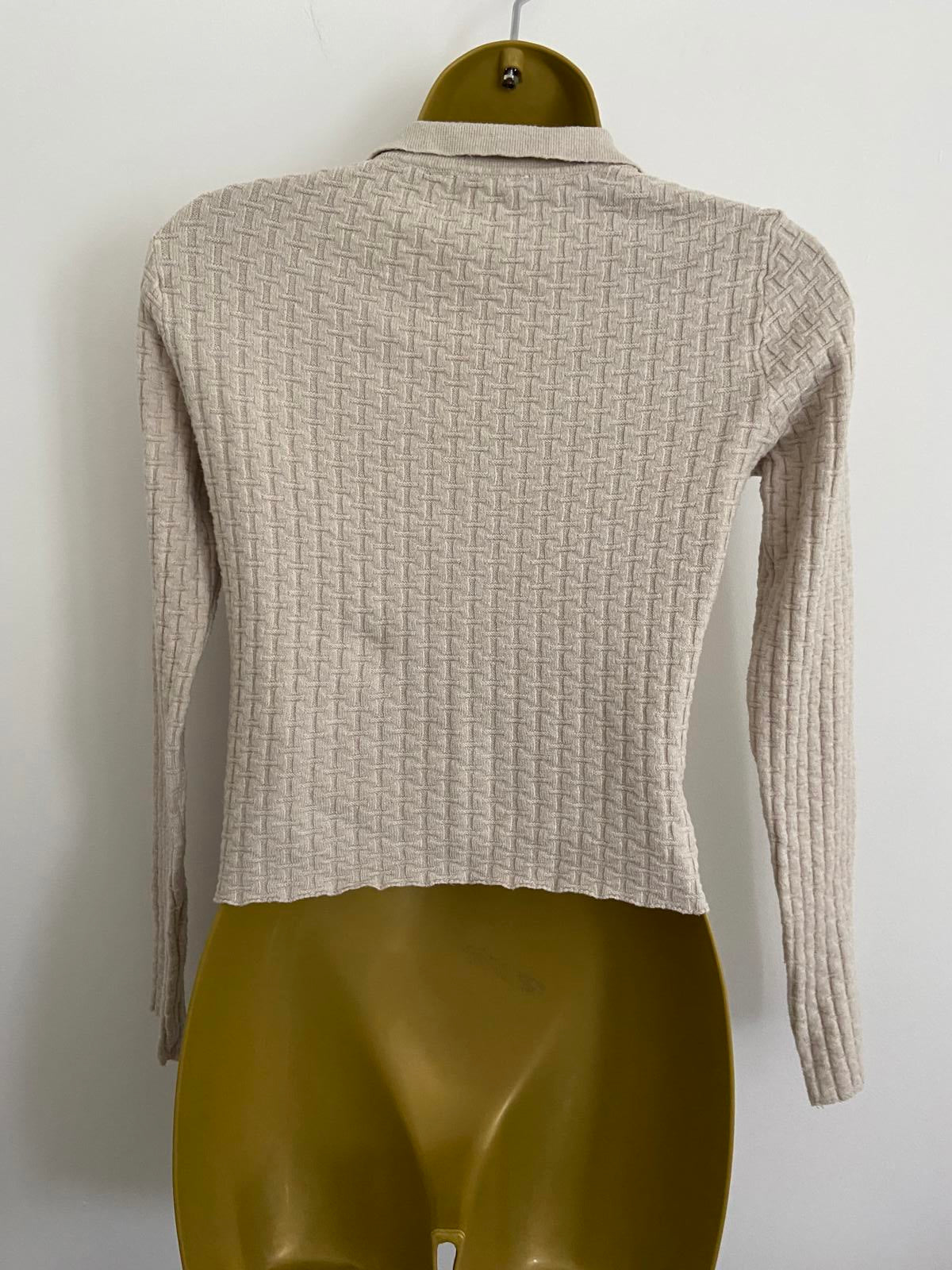 Mataland Cropped Polo Collar Sweater, Long Sleeve Jumper, Age 13/Size Small, New