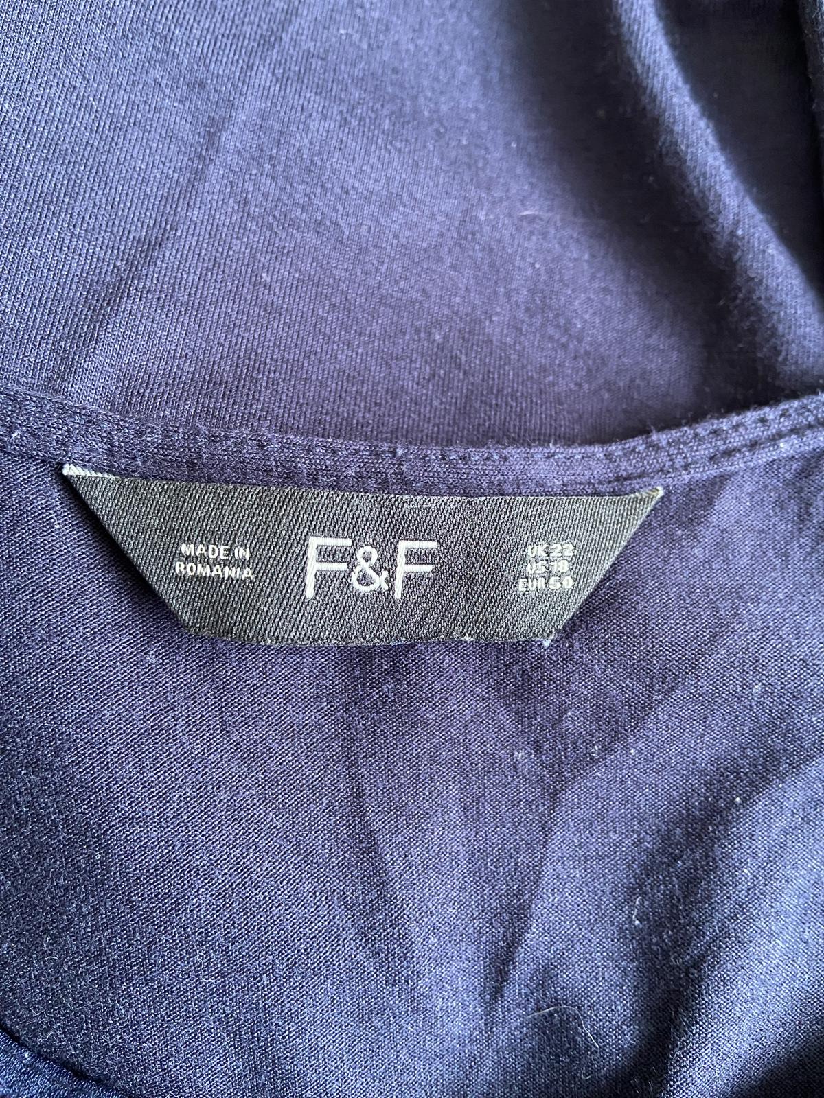 F&F Size 22 Navy Blue Pleated Blouse Lace Shoulder Detail 60cm P2P