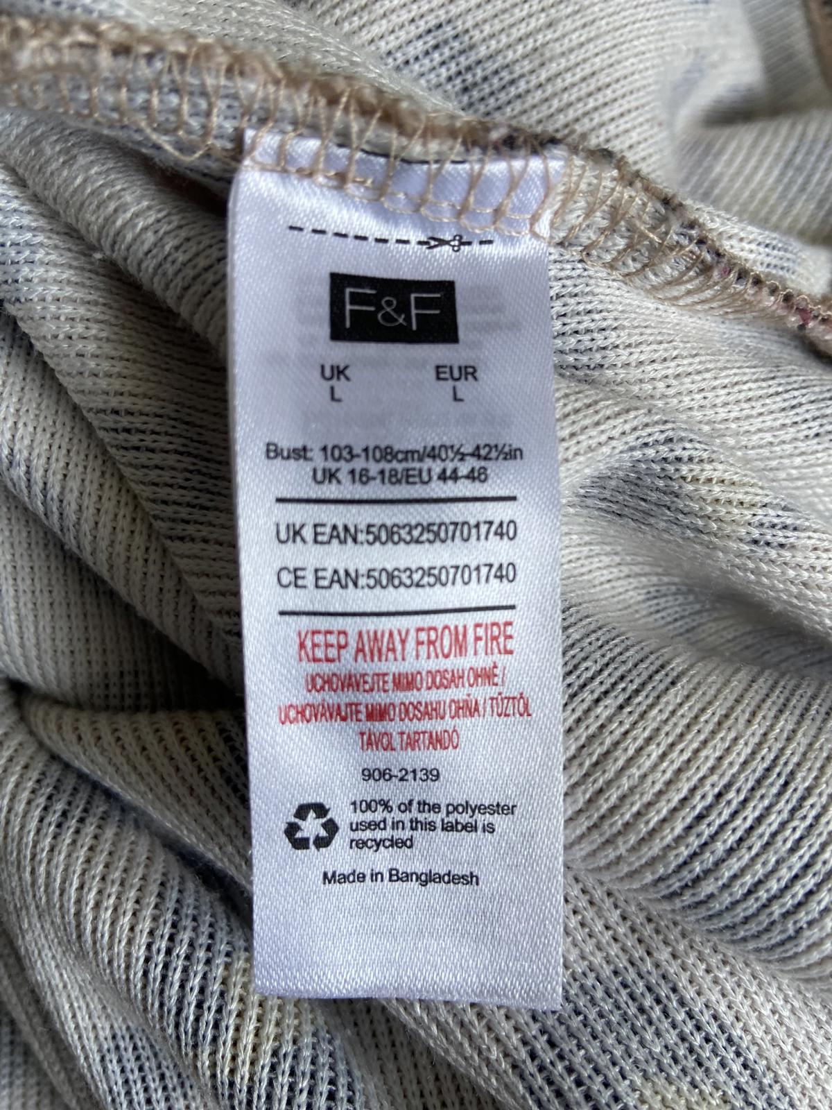 F&F Size Large Brown & Tan Leopard Print Lightweight Sweater 60cm P2P