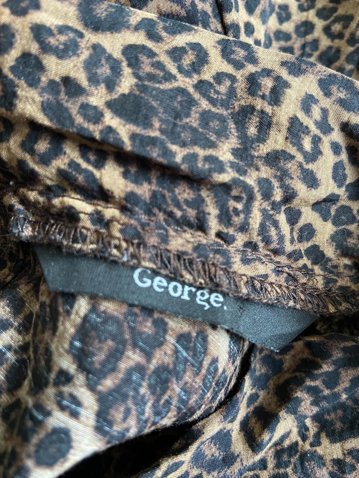 George Size 12 Leopard Print High Neck Blouse Tie Detail 3/4 Sleeve