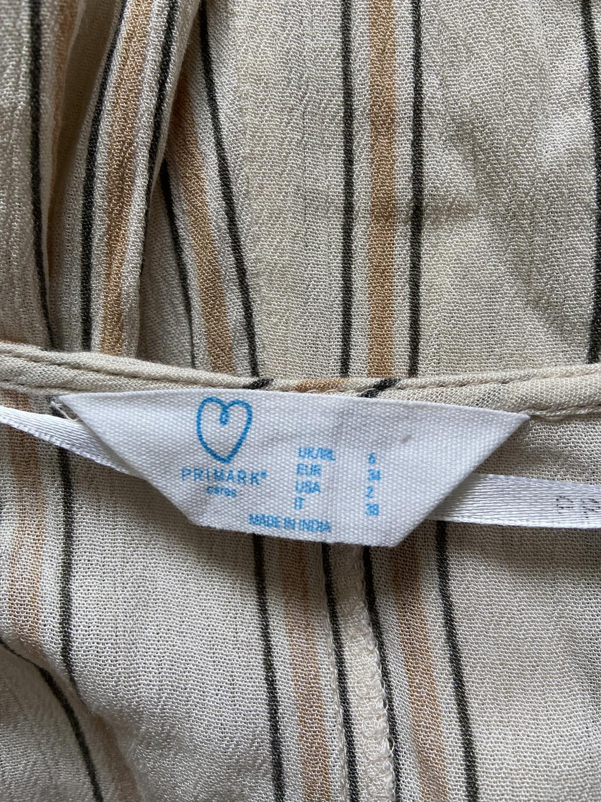 Primark Size 6 Cream Striped Playsuit Button Front Tie Waist 100% Viscose