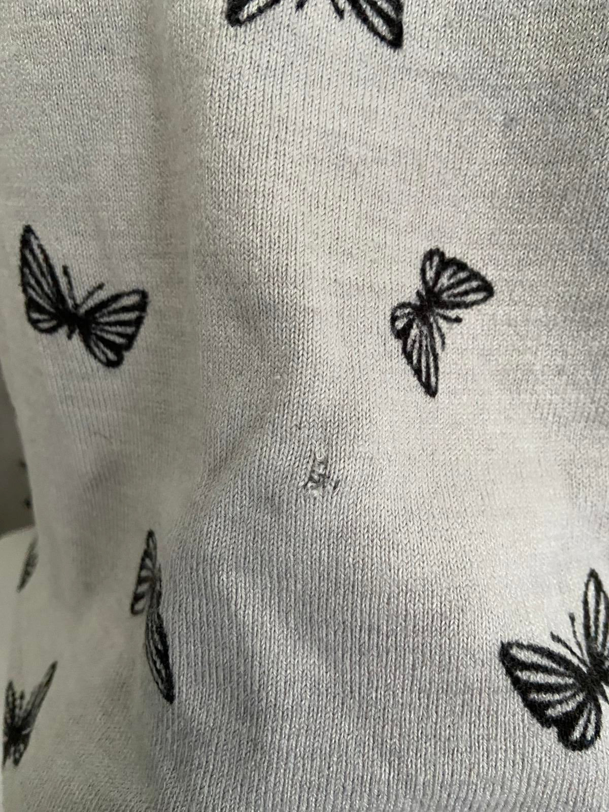 M&S Ladies Grey Butterfly Print Jumper / Sweater - All-Over Black Print, Size 10
