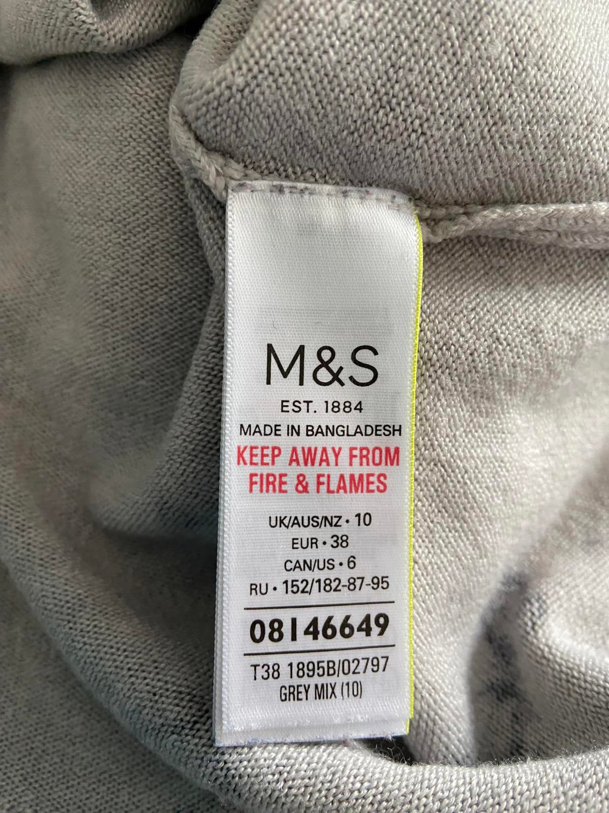 M&S Ladies Grey Butterfly Print Jumper / Sweater - All-Over Black Print, Size 10