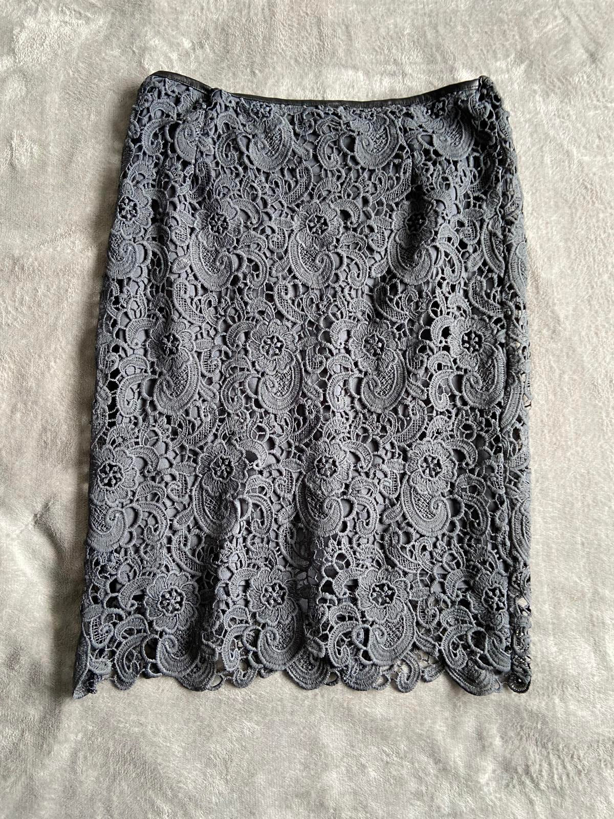 La Redoute Size 12 Navy Blue Guipure Lace Pencil Skirt 40cm Waist