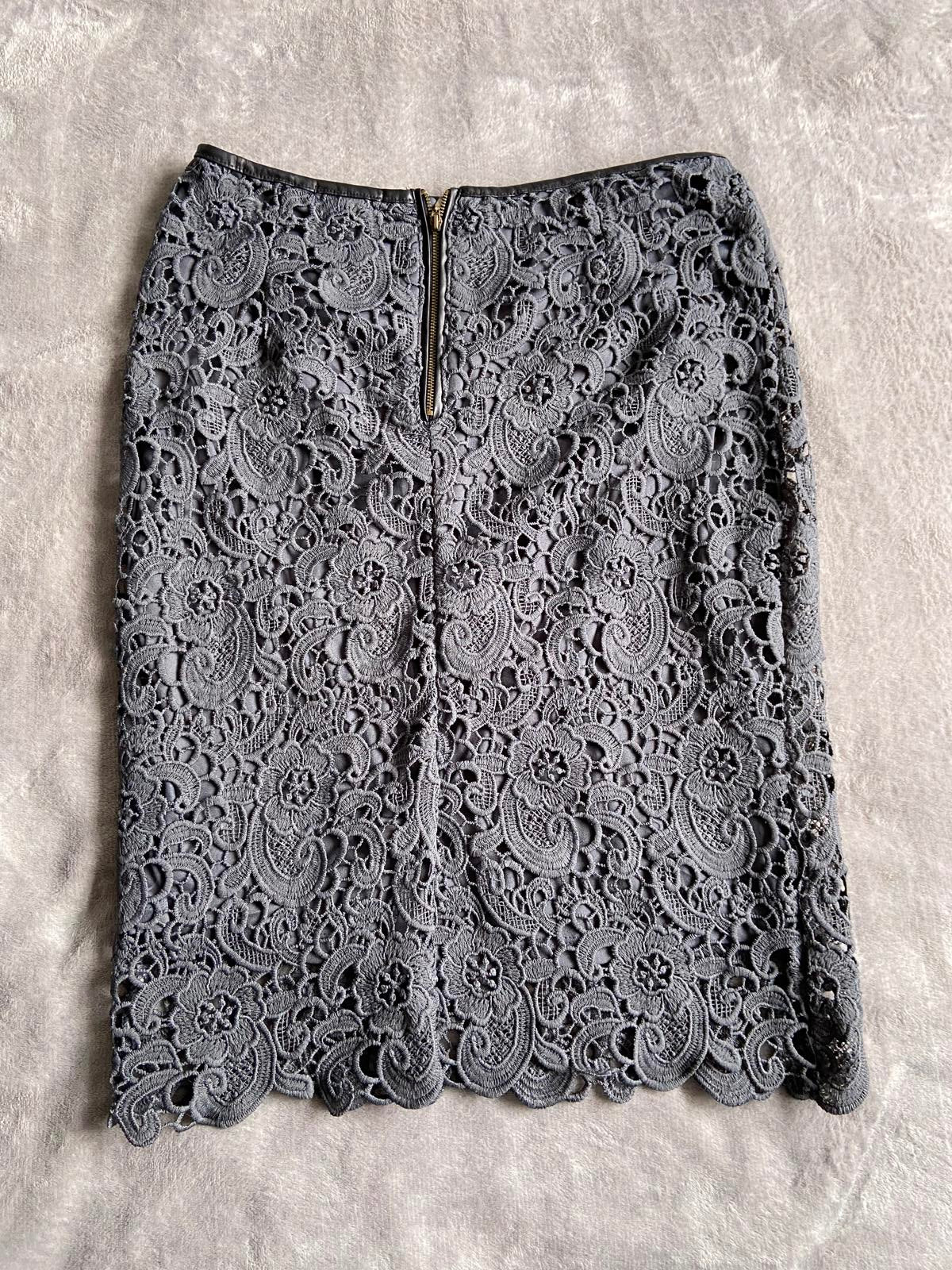 La Redoute Size 12 Navy Blue Guipure Lace Pencil Skirt 40cm Waist