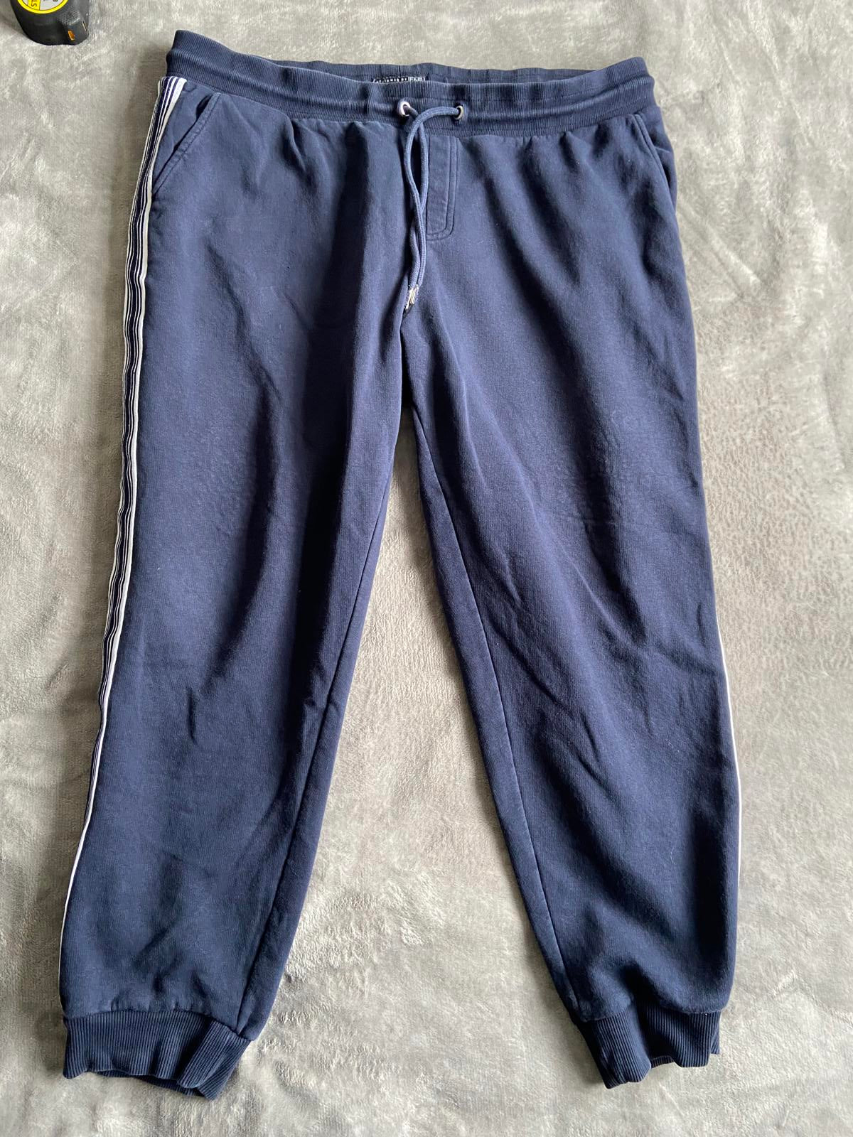 F&F Men's Size 2XL Navy Blue Joggers Stripe Detail Cotton Blend 73cm Leg