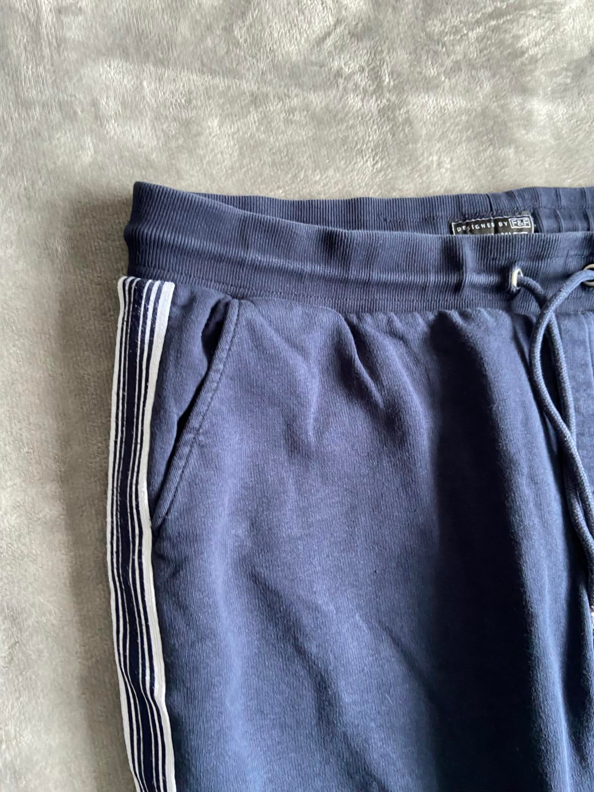 F&F Men's Size 2XL Navy Blue Joggers Stripe Detail Cotton Blend 73cm Leg