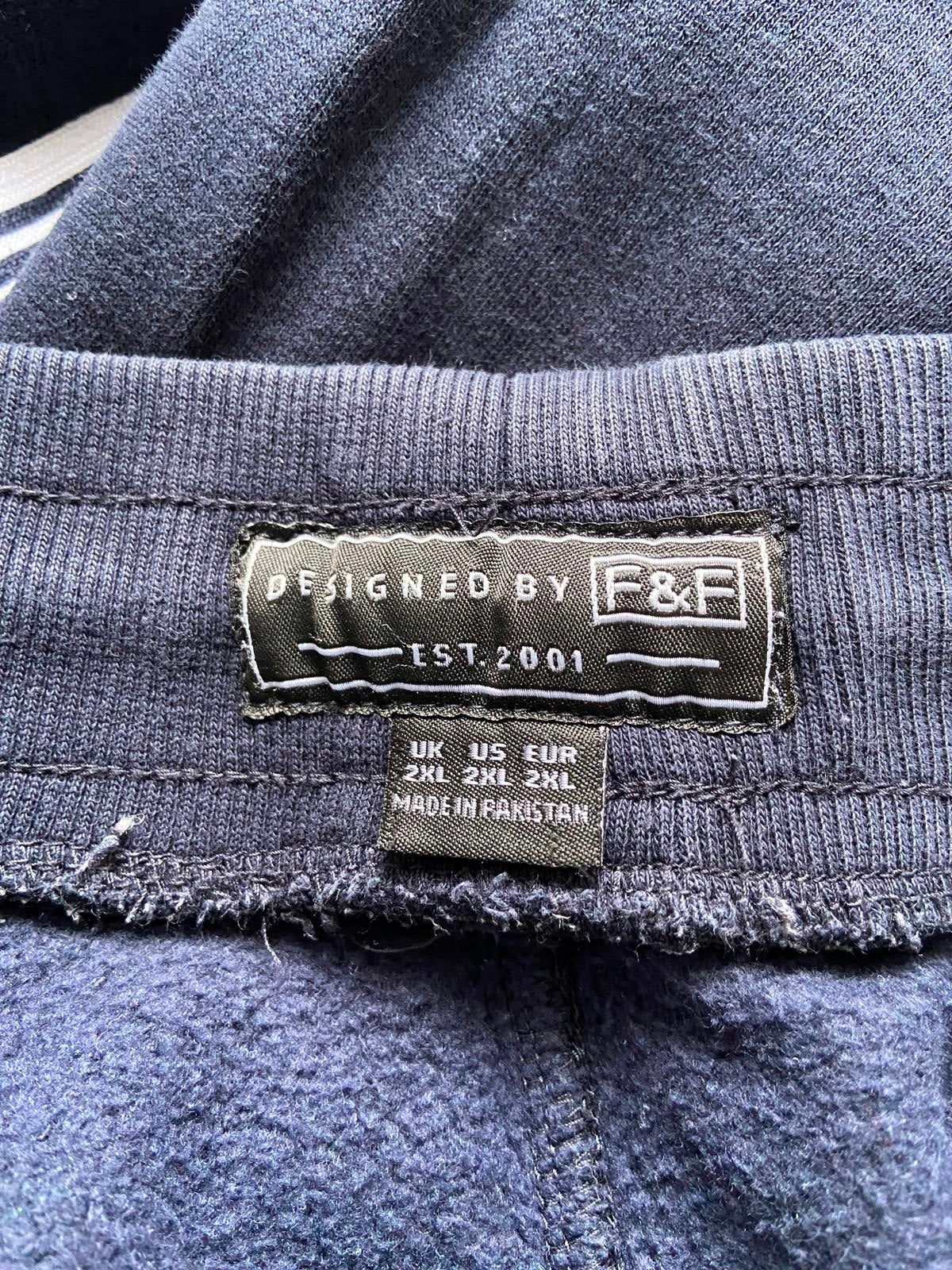 F&F Men's Size 2XL Navy Blue Joggers Stripe Detail Cotton Blend 73cm Leg