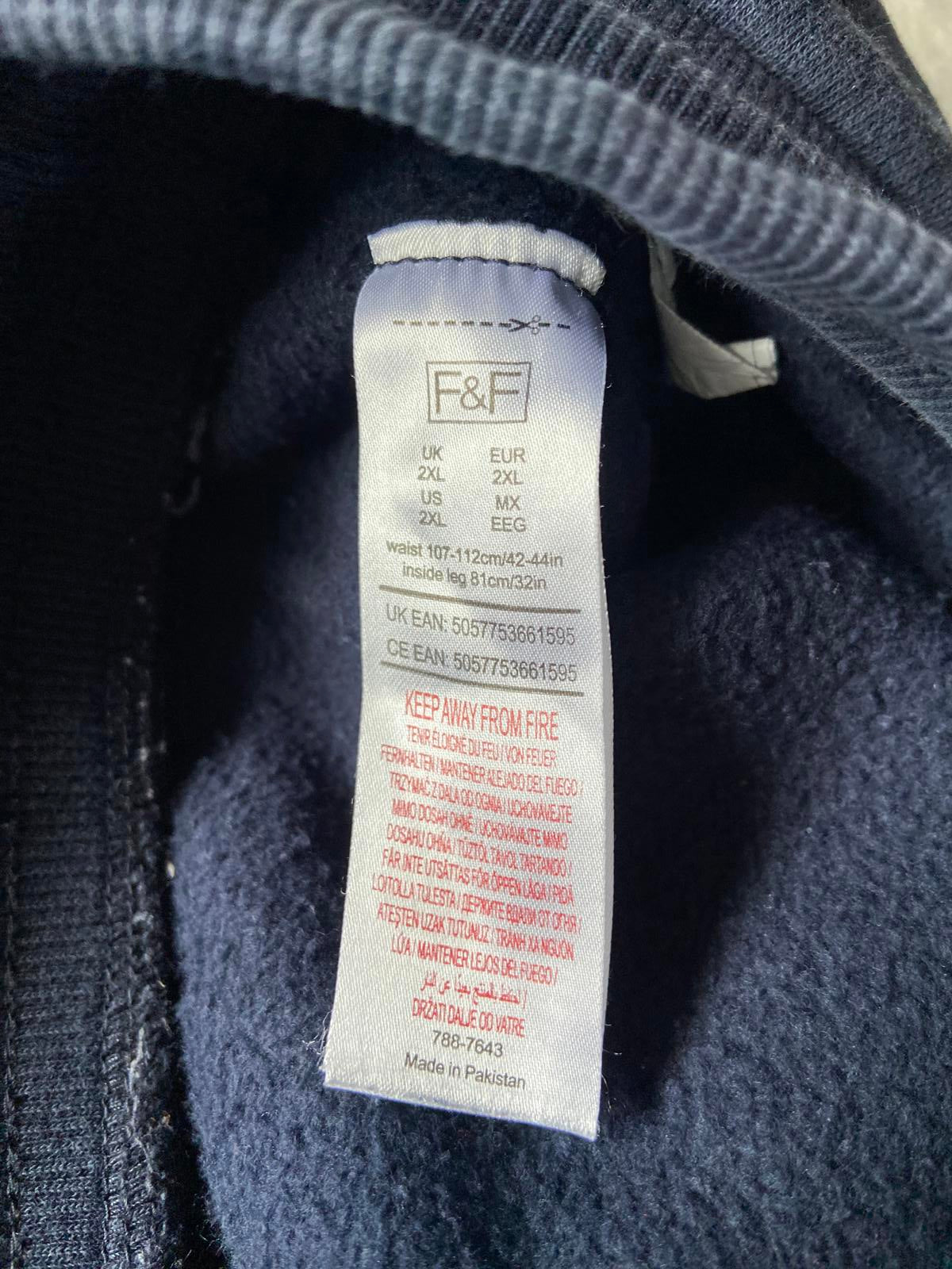 F&F Men's Size 2XL Navy Blue Joggers Stripe Detail Cotton Blend 73cm Leg