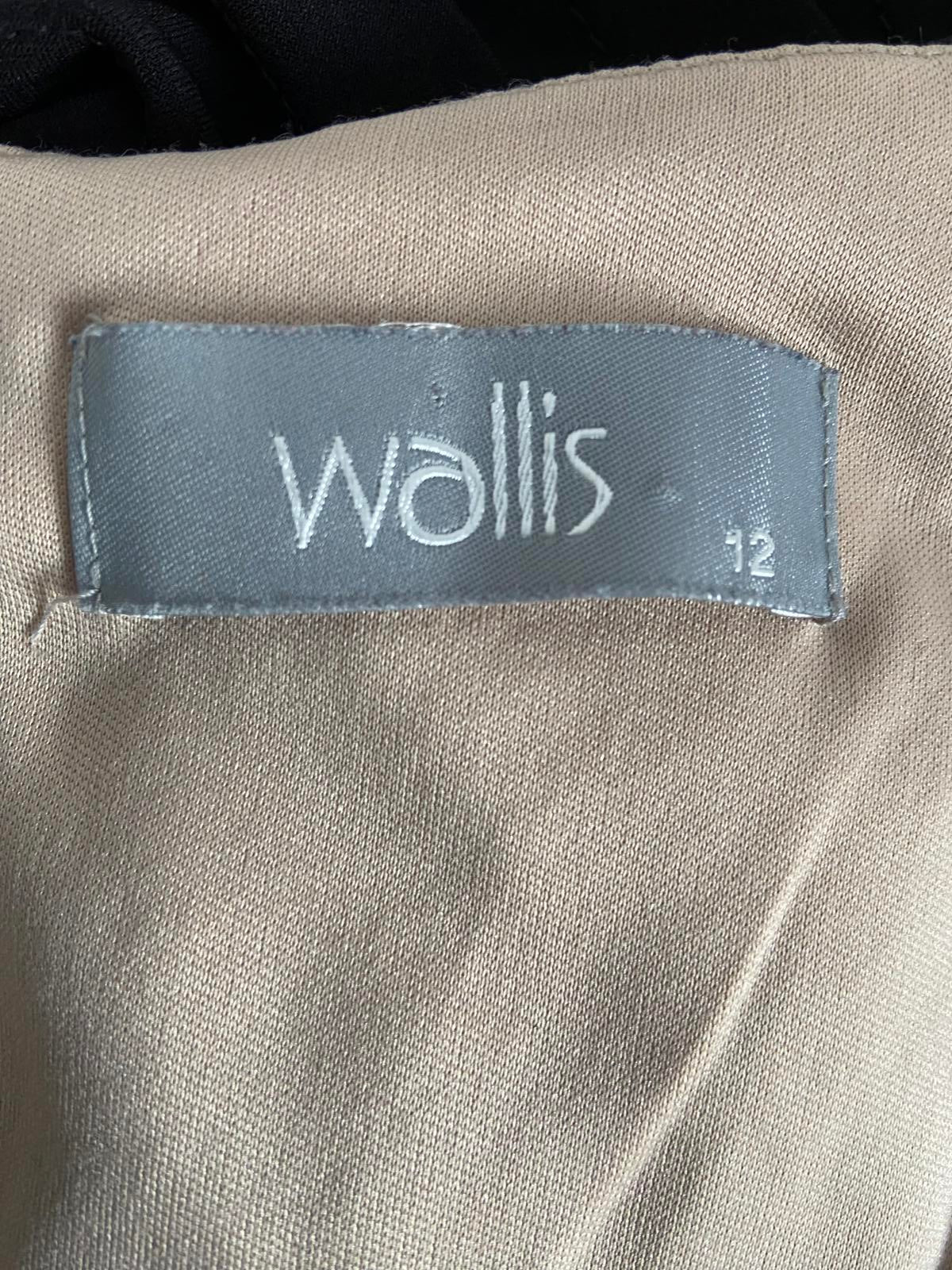 Wallis UK 12 Black Lace & Pleated Dress