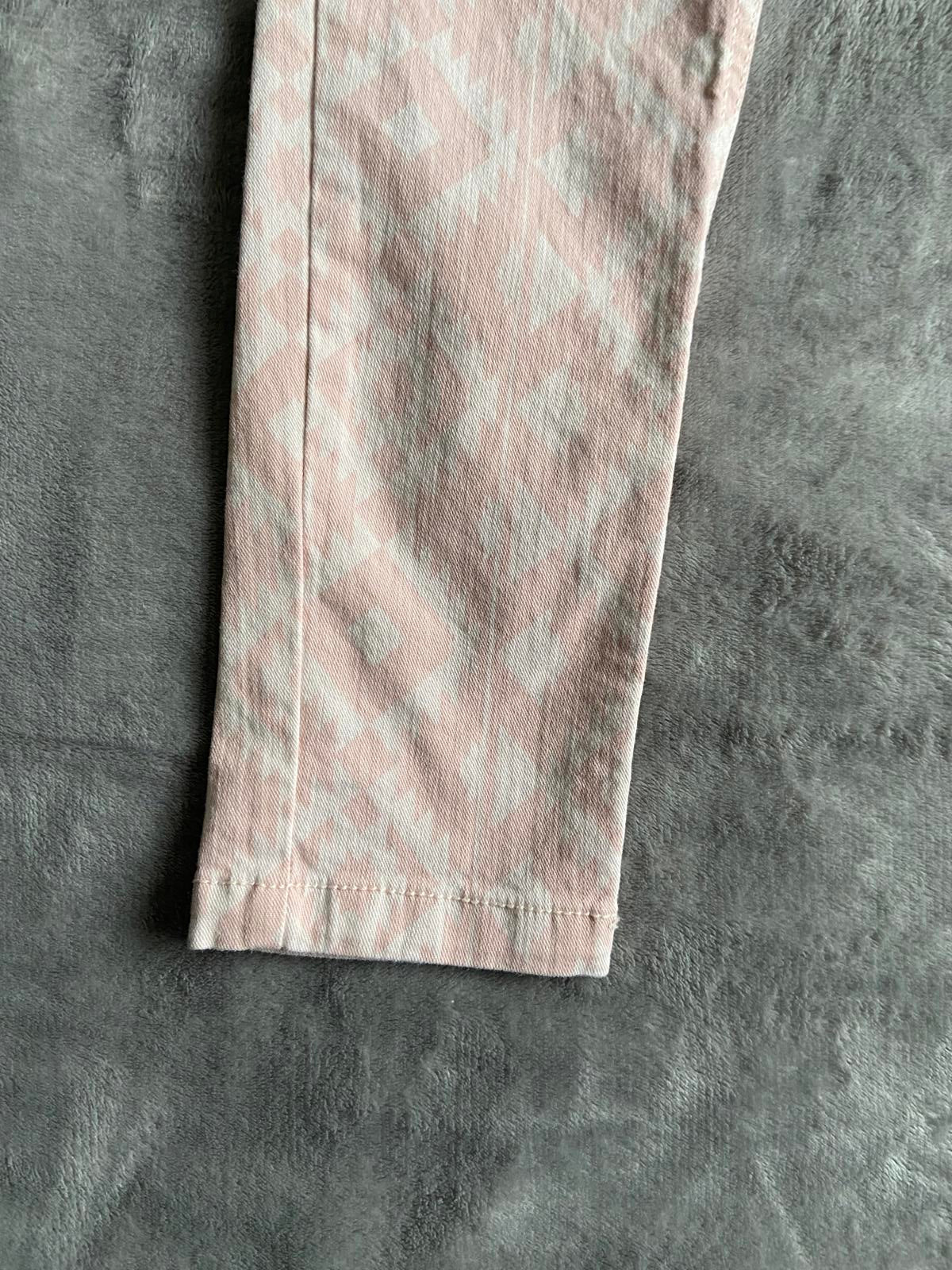 Next Size 12 Long Mosaic Print Skinny Trousers Pink & Peach Cotton Blend