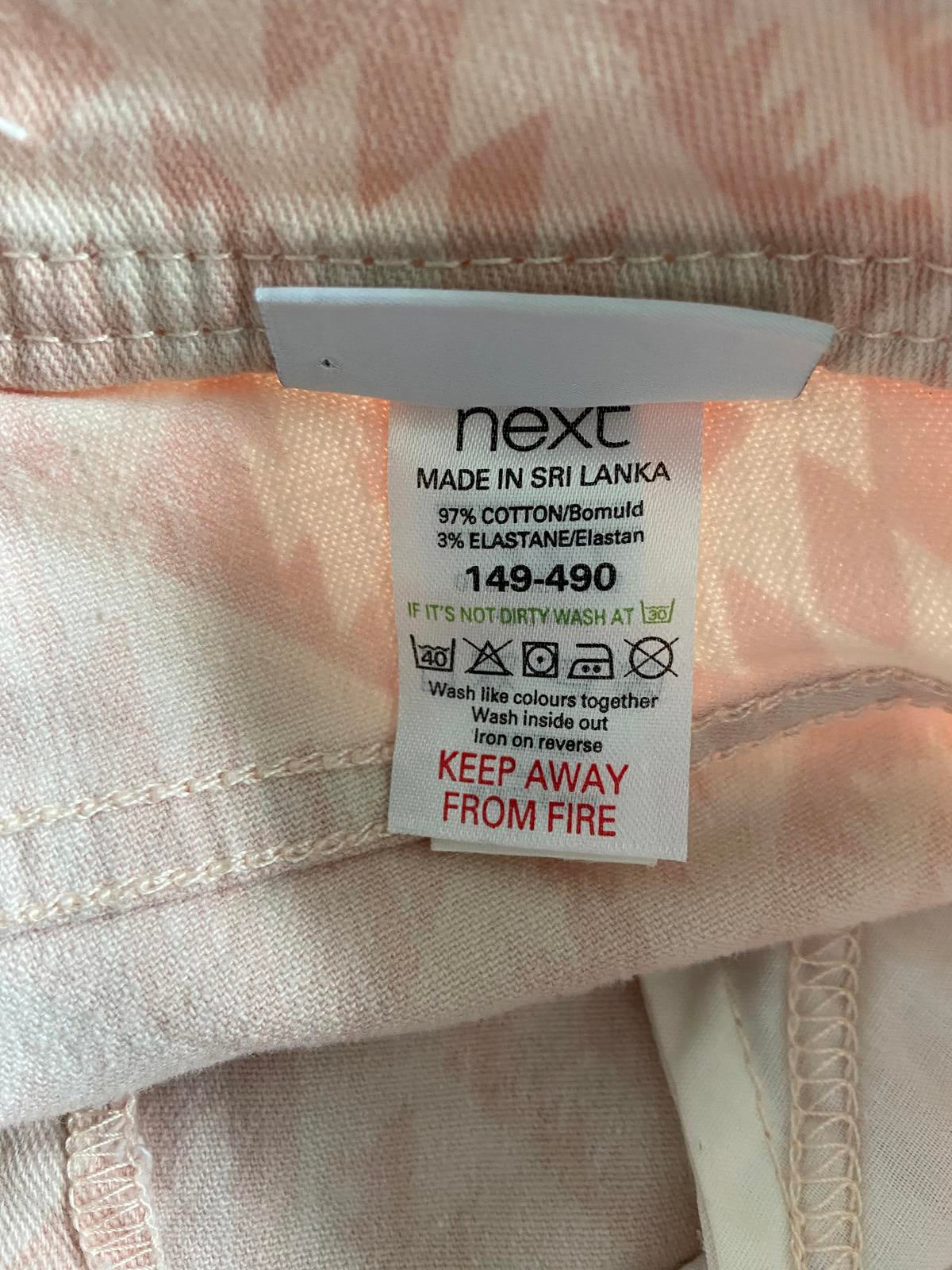 Next Size 12 Long Mosaic Print Skinny Trousers Pink & Peach Cotton Blend