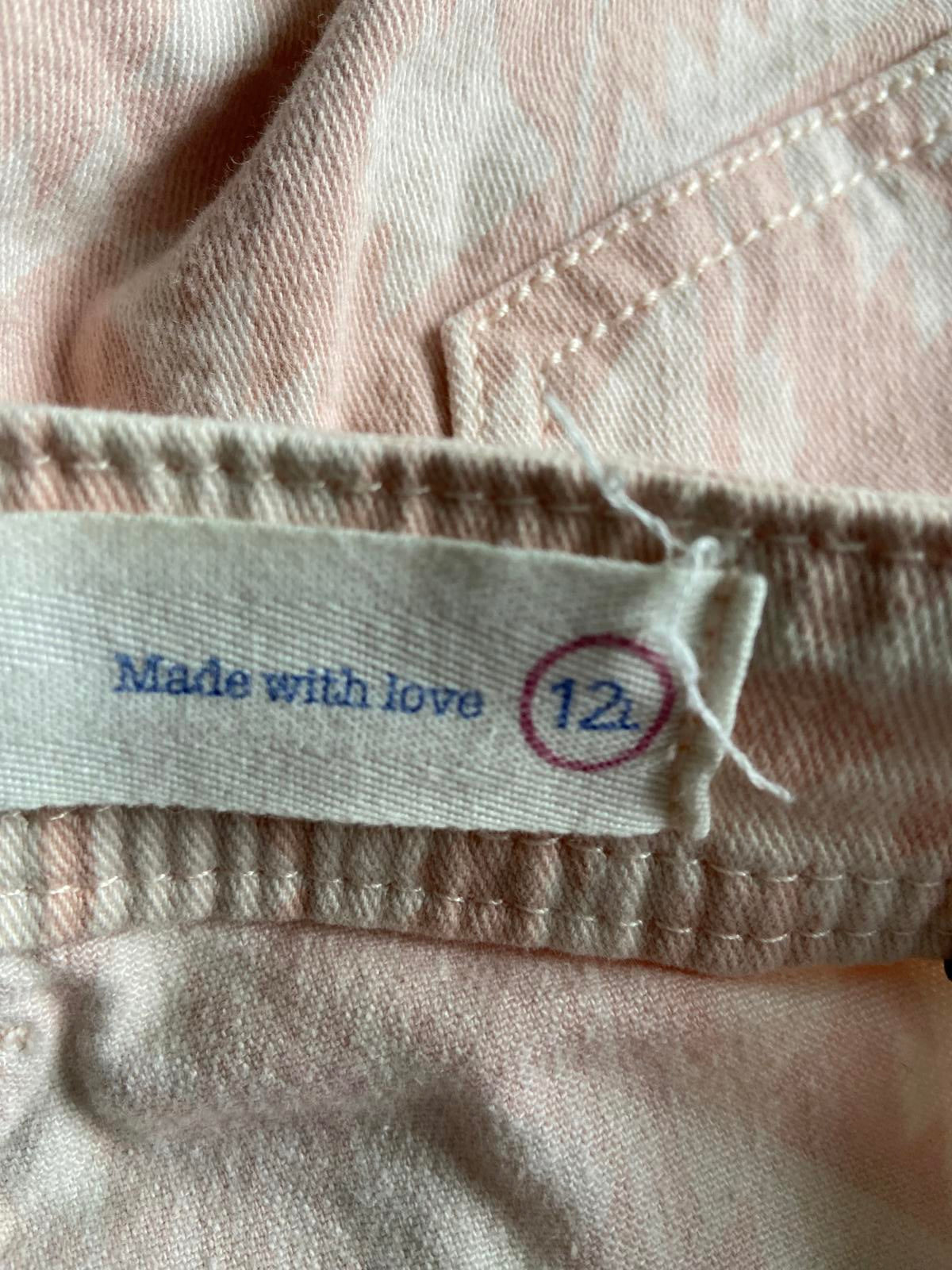 Next Size 12 Long Mosaic Print Skinny Trousers Pink & Peach Cotton Blend