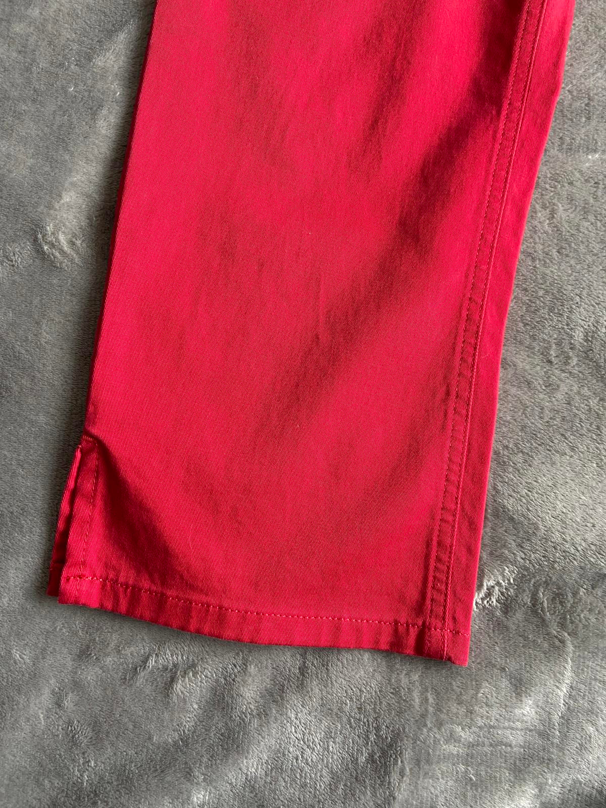 Per Una M&S Size 14 Regular Red Cropped Trousers Heart Detail Cotton Blend