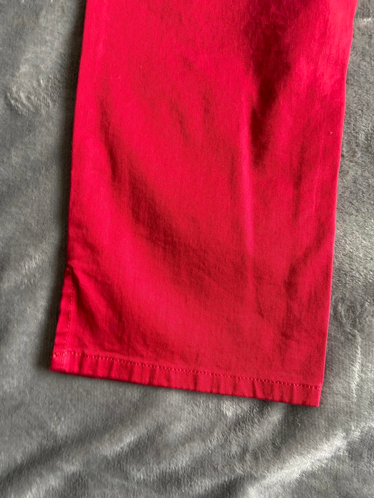 Per Una M&S Size 14 Regular Red Cropped Trousers Heart Detail Cotton Blend