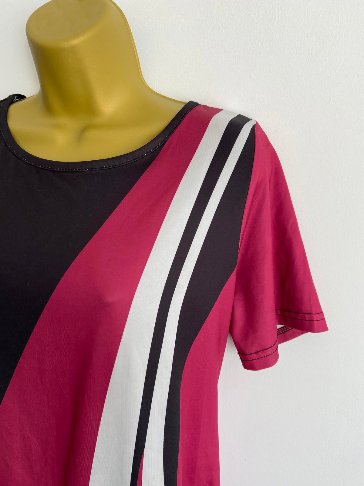 Small Black, Pink & White Silky Blouse