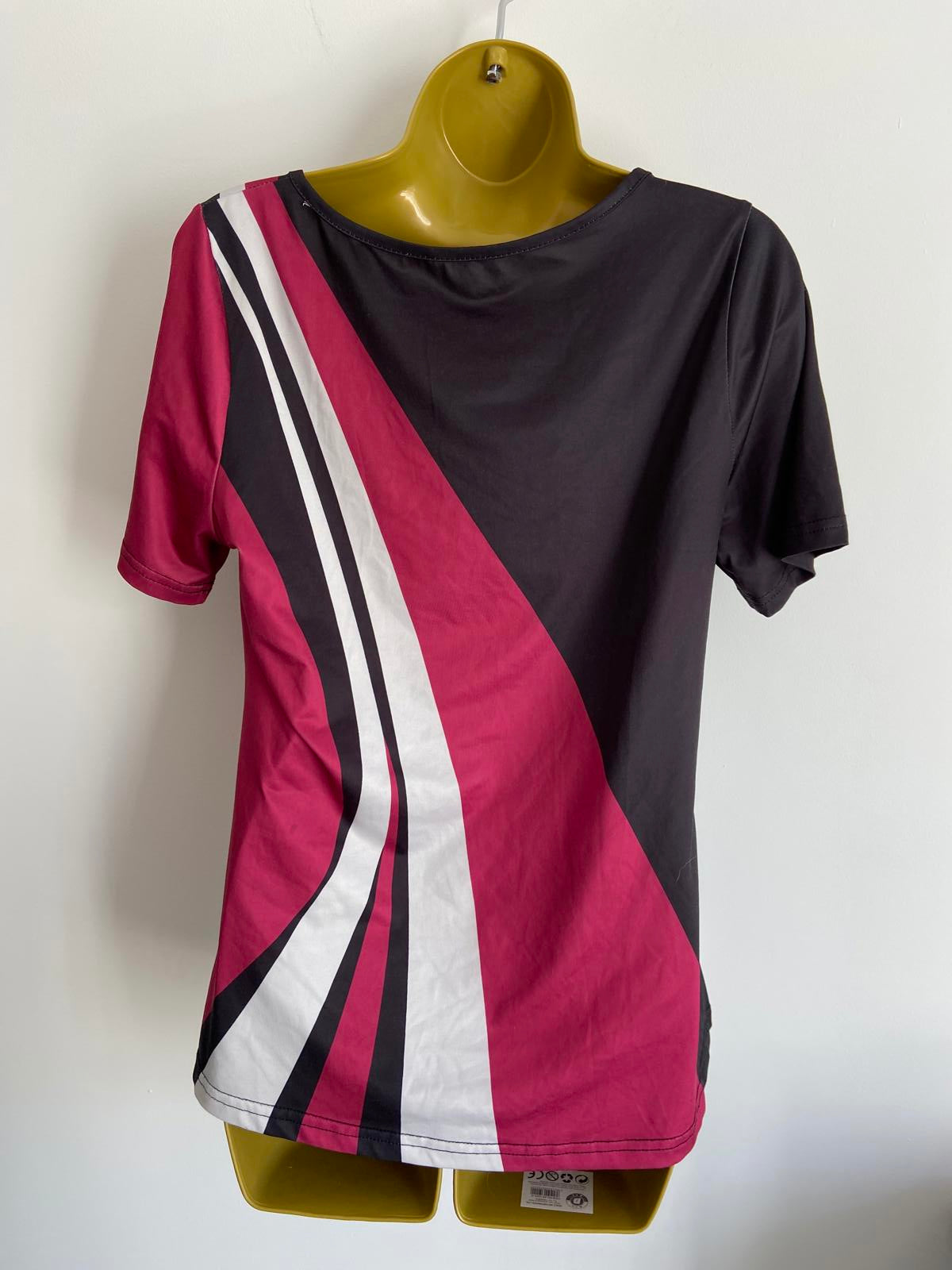 Small Black, Pink & White Silky Blouse