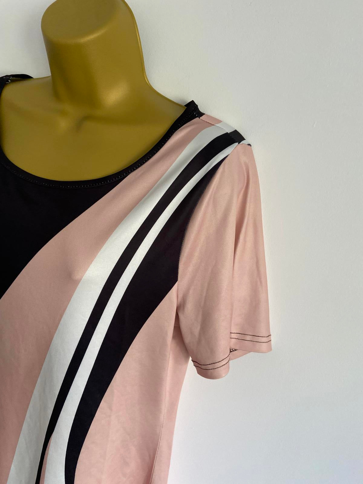 Small Black, Peach & White Satin-Style Top