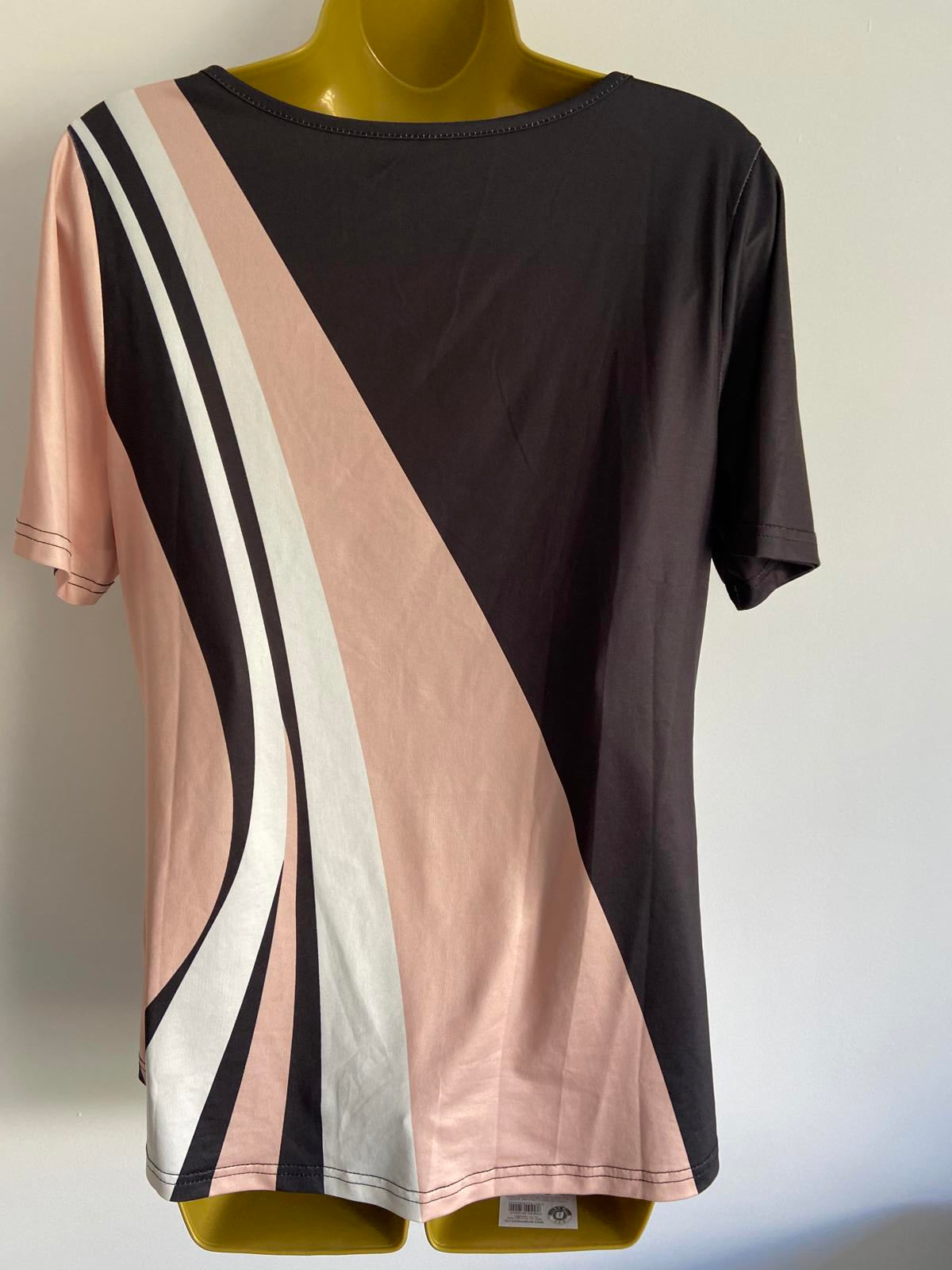 Small Black, Peach & White Satin-Style Top