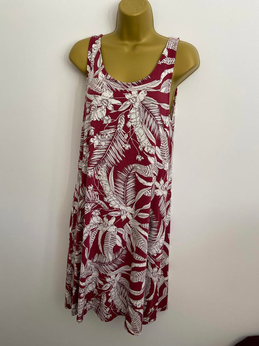 Next Size 12 Red & White Floral Sleeveless Jersey Mini Dress
