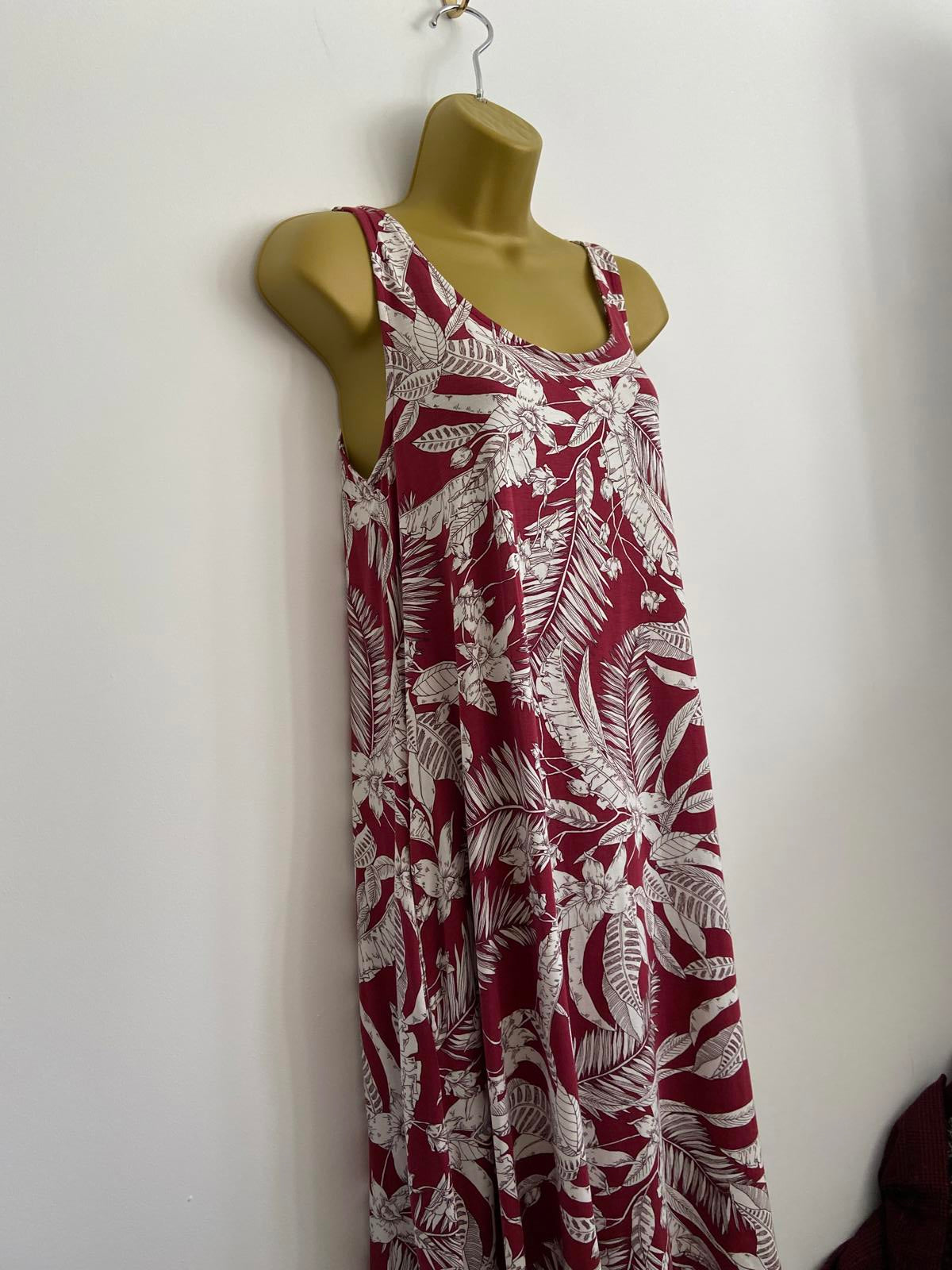 Next Size 12 Red & White Floral Sleeveless Jersey Mini Dress