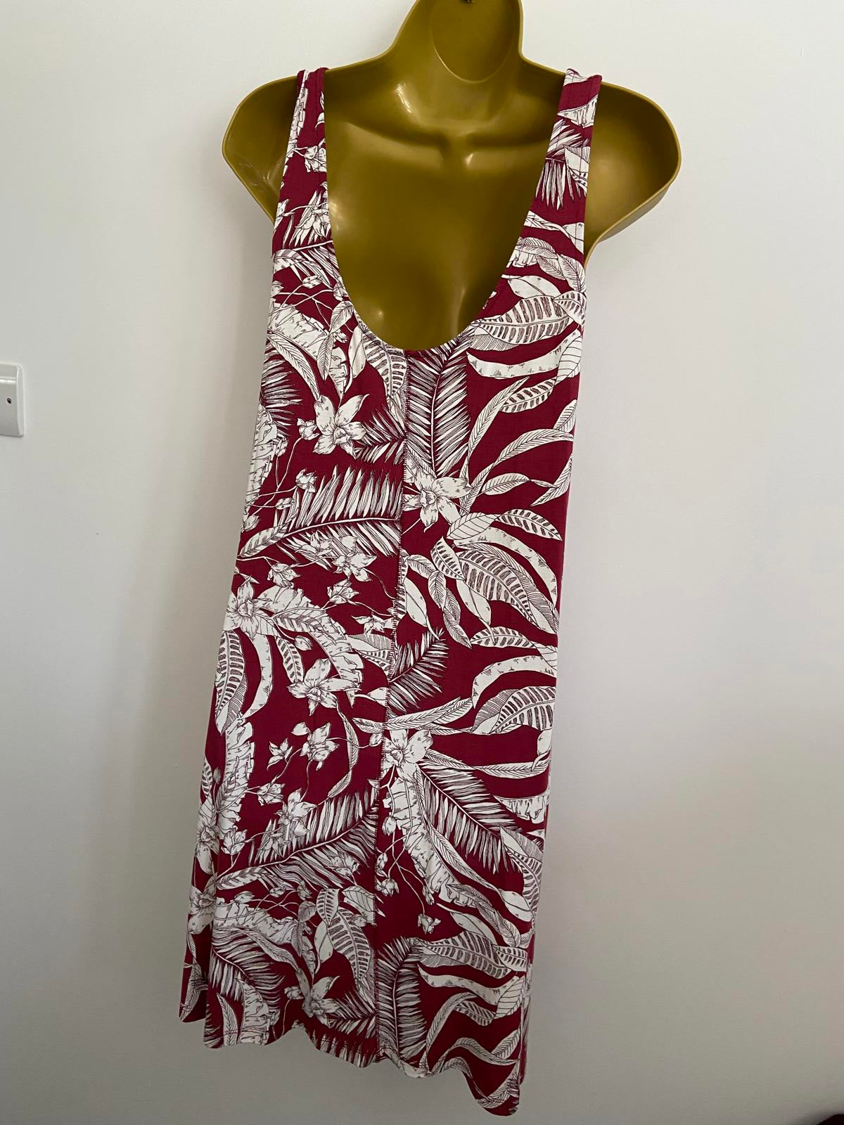 Next Size 12 Red & White Floral Sleeveless Jersey Mini Dress