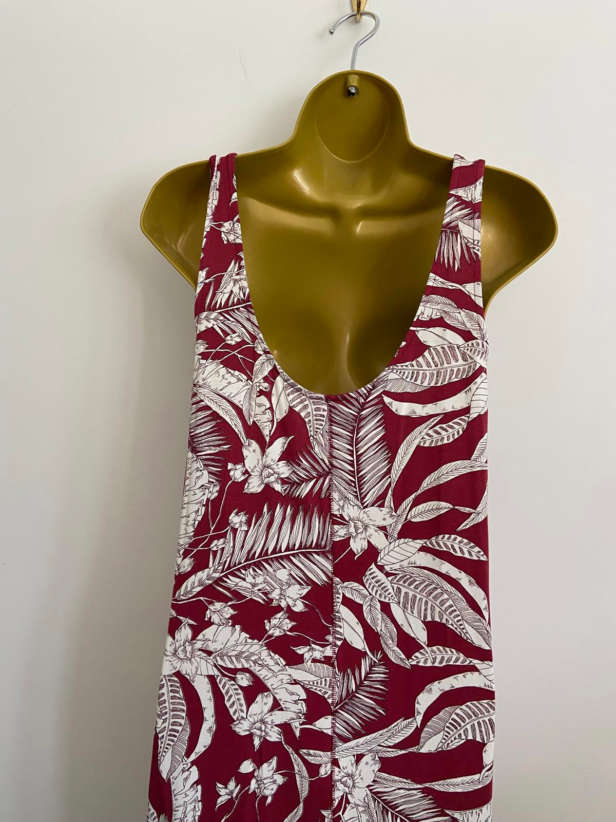 Next Size 12 Red & White Floral Sleeveless Jersey Mini Dress