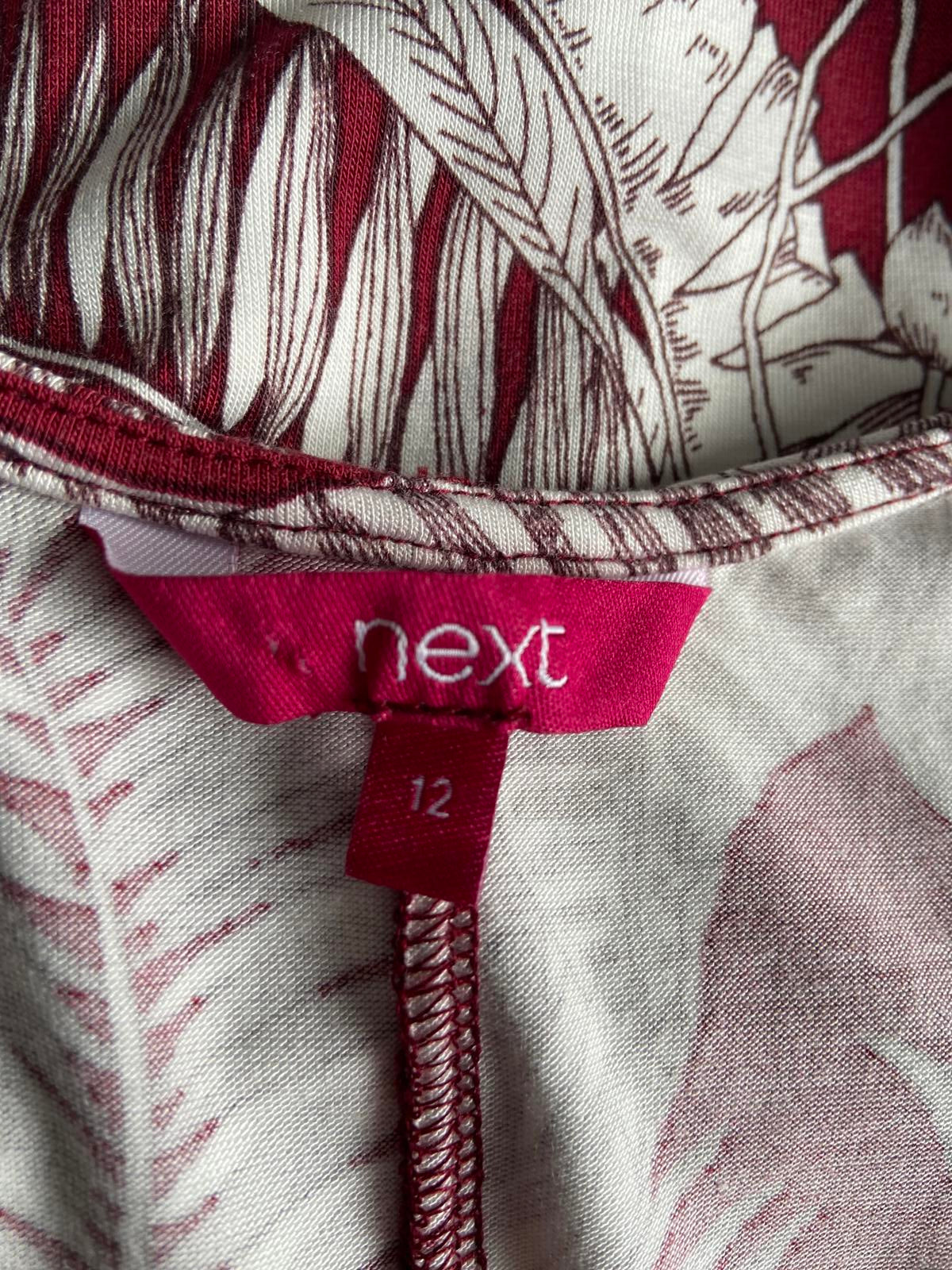 Next Size 12 Red & White Floral Sleeveless Jersey Mini Dress