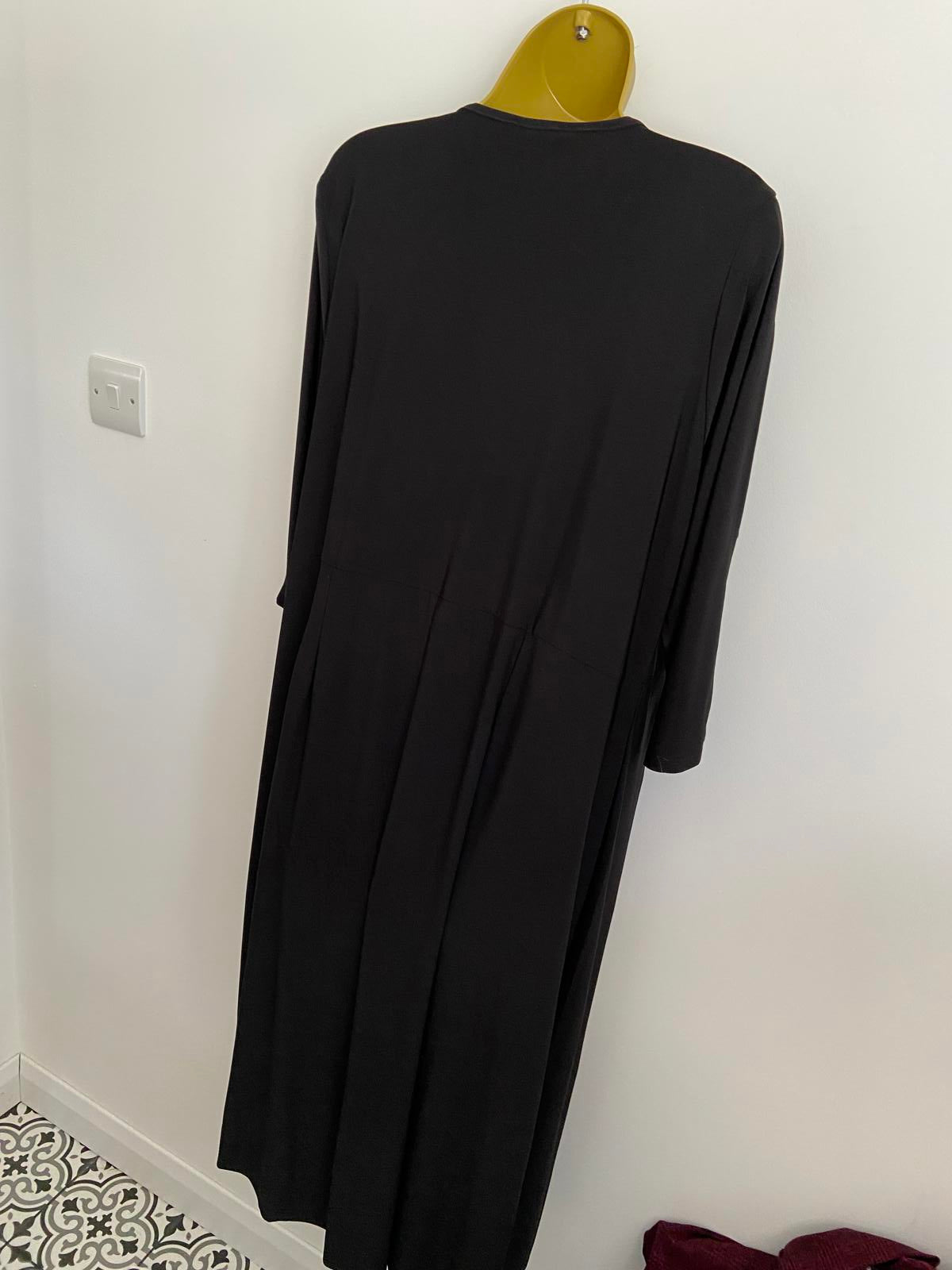 Grace Size 20 Black V-Neck Dress Sequin Waist Detail Raw Hem