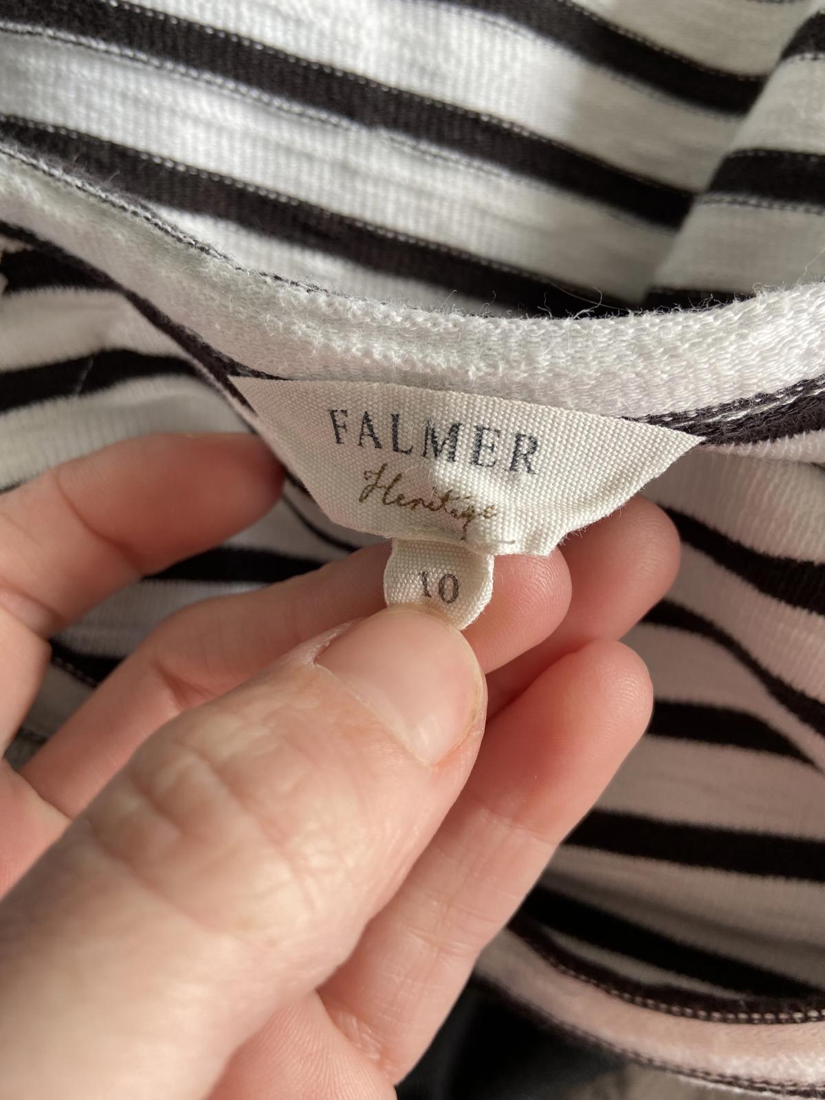 Falmer Heritage Size 10 Black & White Striped Cotton Top Lace Trim