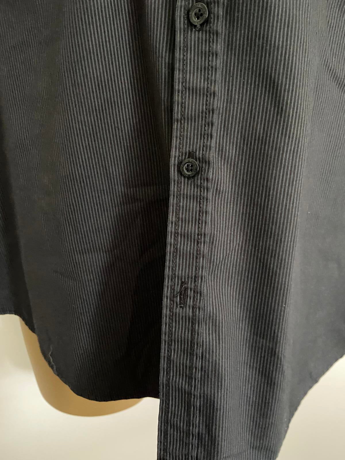 Urban Spirit Men's Black Pinstripe Shirt - Short Sleeve, Double Pockets, Large