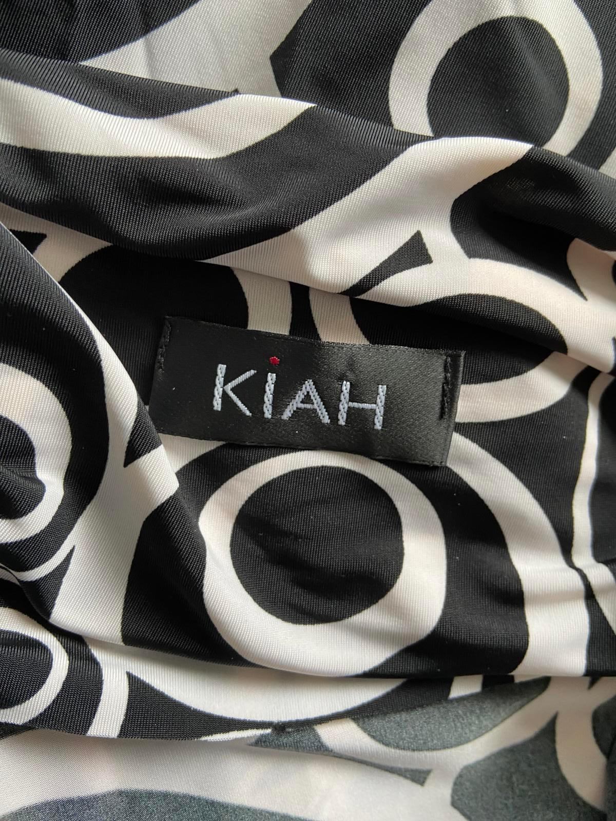 Kiah Size S/M Black & White Geometric Circular Print Dress Sheer Sleeves