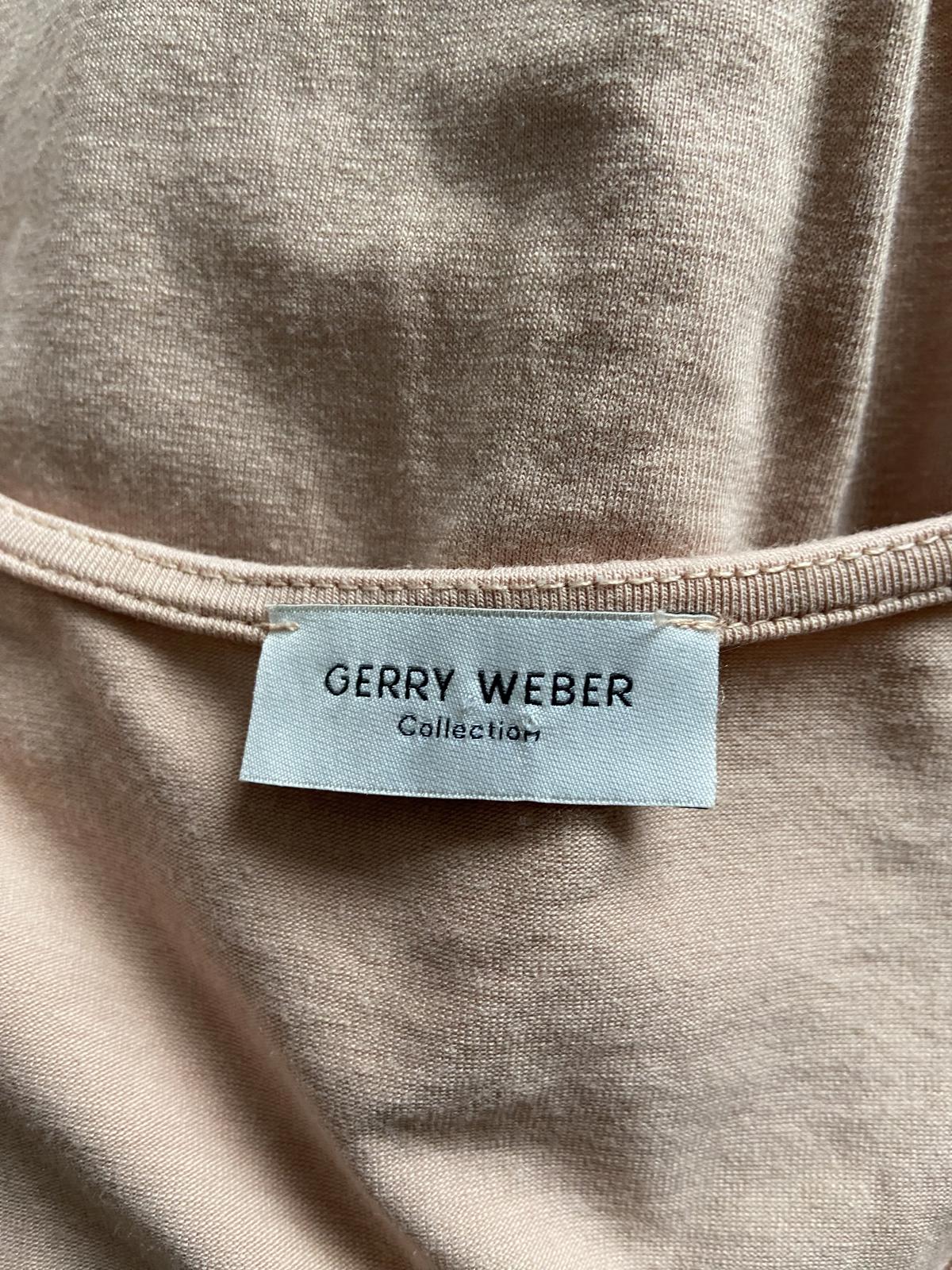 Gerry Weber Size 10 Dusky Pink 3/4 Sleeve V-Neck Top Silver Trim