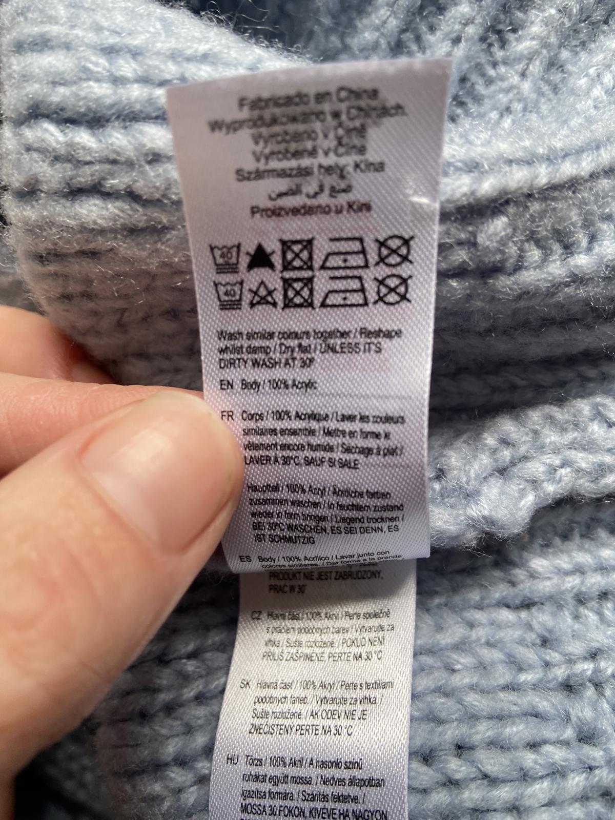 F&F Size 10 Light Blue Soft Knit Jumper Leaf Pattern Pointelle Sweater