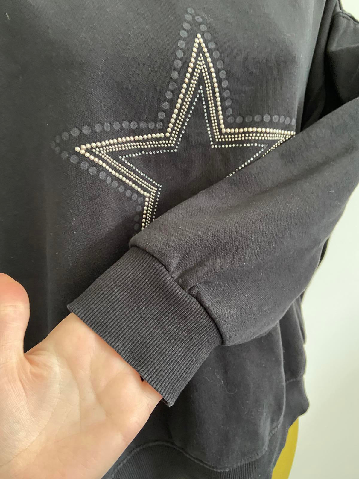 F&F Size Medium Black Cropped Sweatshirt Silver Studded Star Detail
