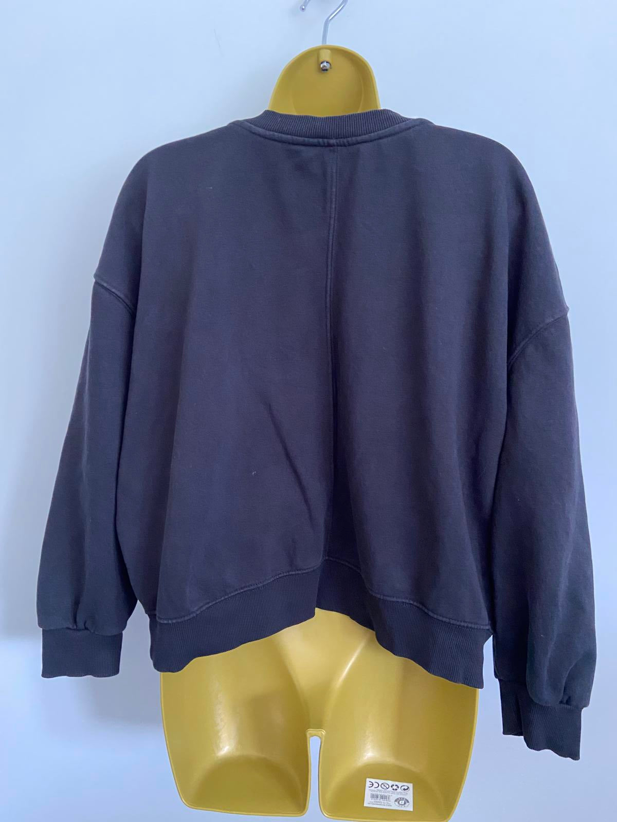 F&F Size Medium Black Cropped Sweatshirt Silver Studded Star Detail