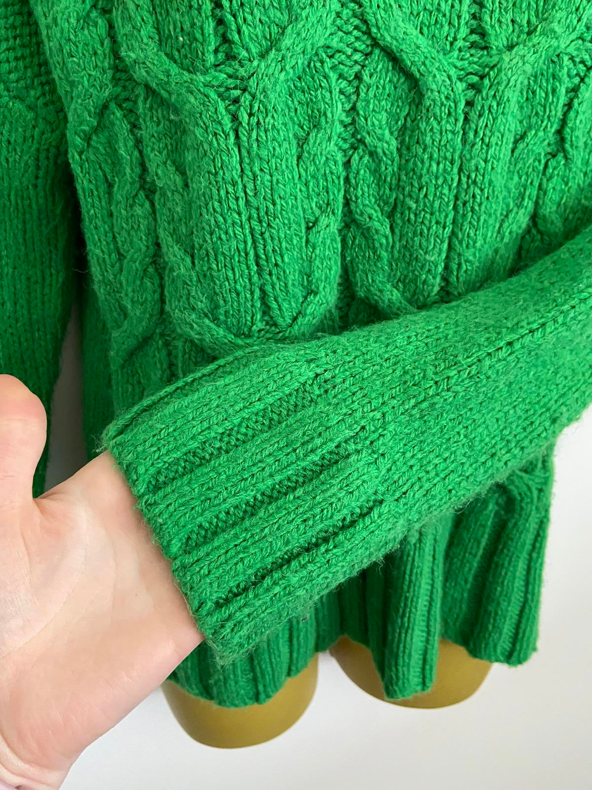 Tu Size 8 Bright Green Soft Chunky Knit High Neck Sweater