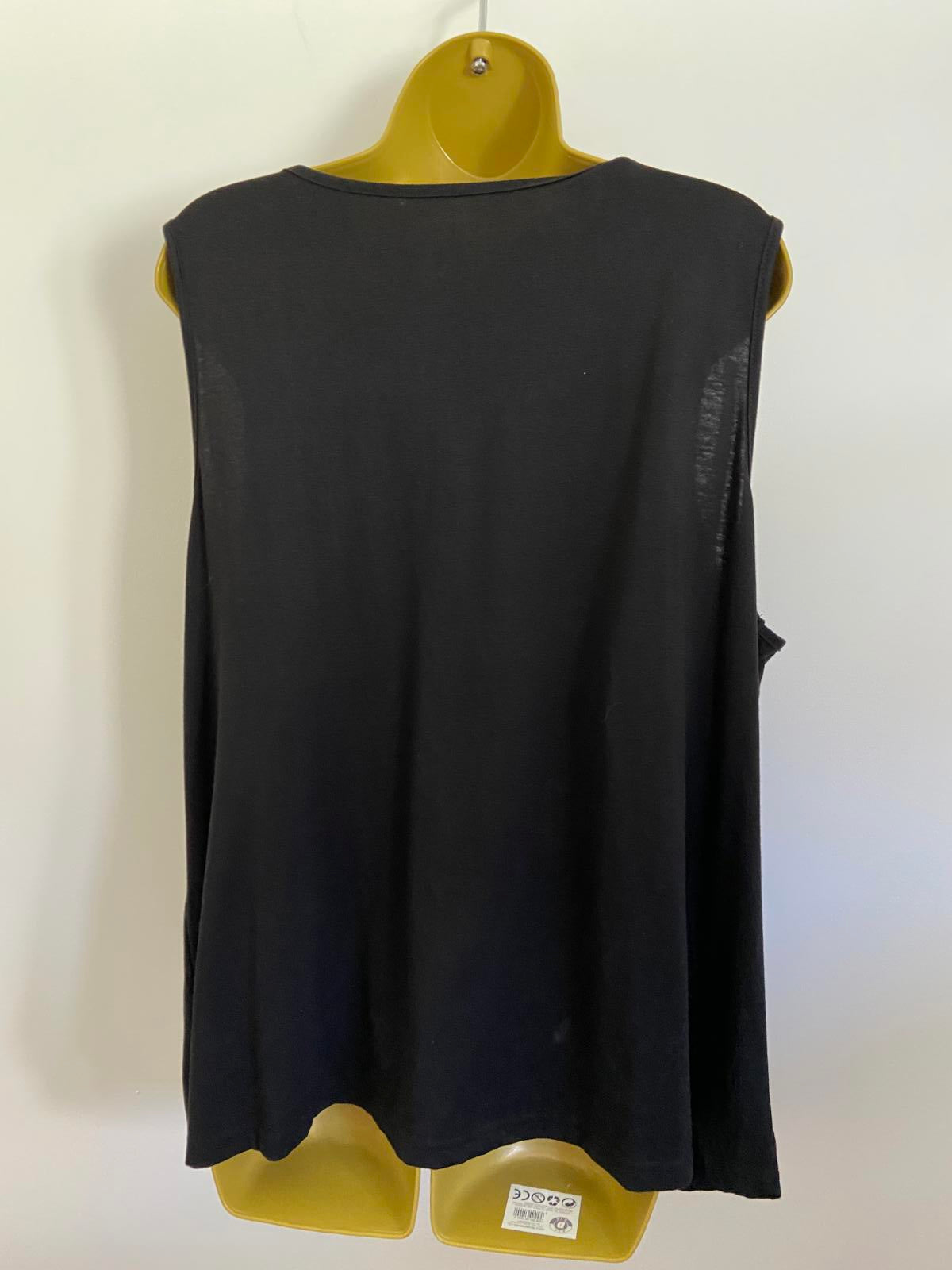 Shein 3XL Black Sleeveless Top Multi-Colour Crochet Zigzag Pattern