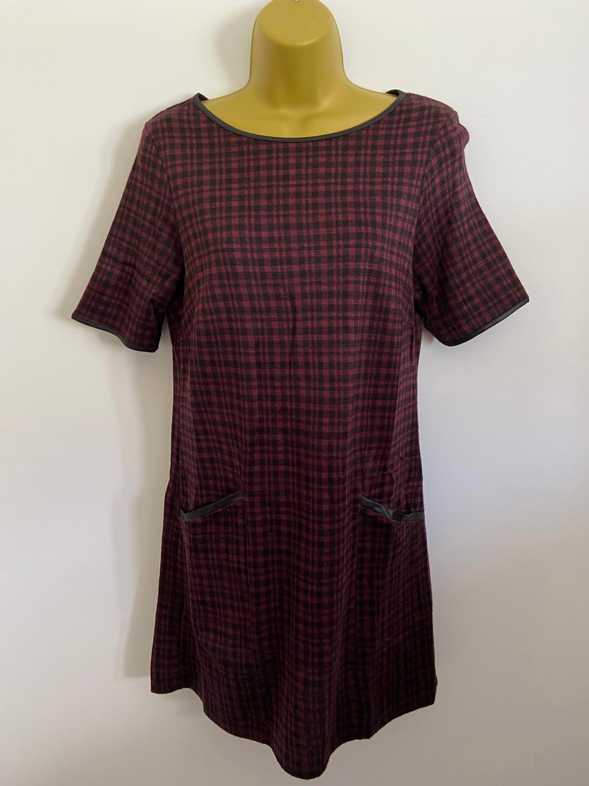 Dorothy Perkins Size 12 Red & Black Check Tunic Dress With Pockets