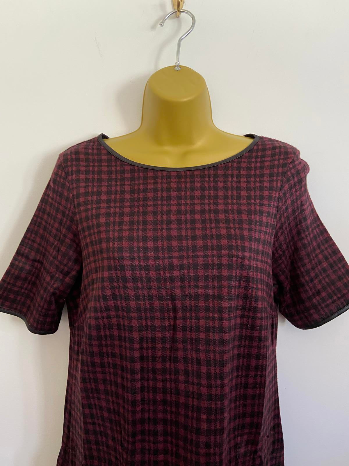 Dorothy Perkins Size 12 Red & Black Check Tunic Dress With Pockets