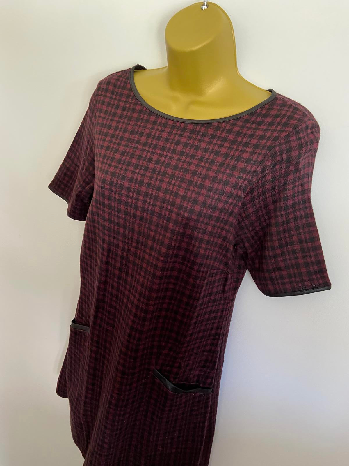 Dorothy Perkins Size 12 Red & Black Check Tunic Dress With Pockets