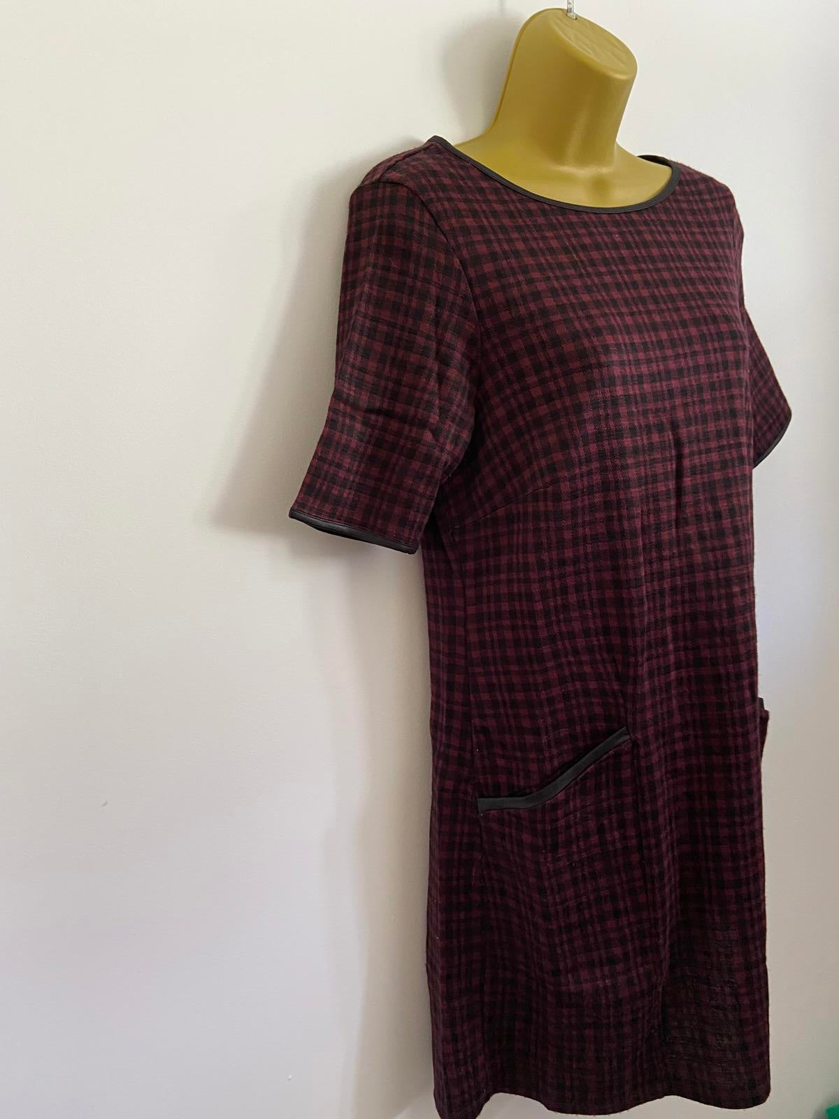 Dorothy Perkins Size 12 Red & Black Check Tunic Dress With Pockets