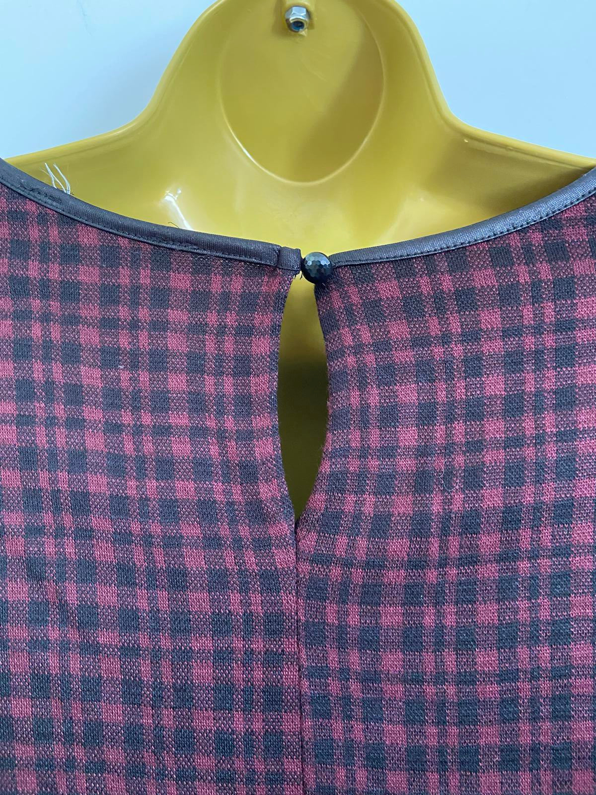Dorothy Perkins Size 12 Red & Black Check Tunic Dress With Pockets