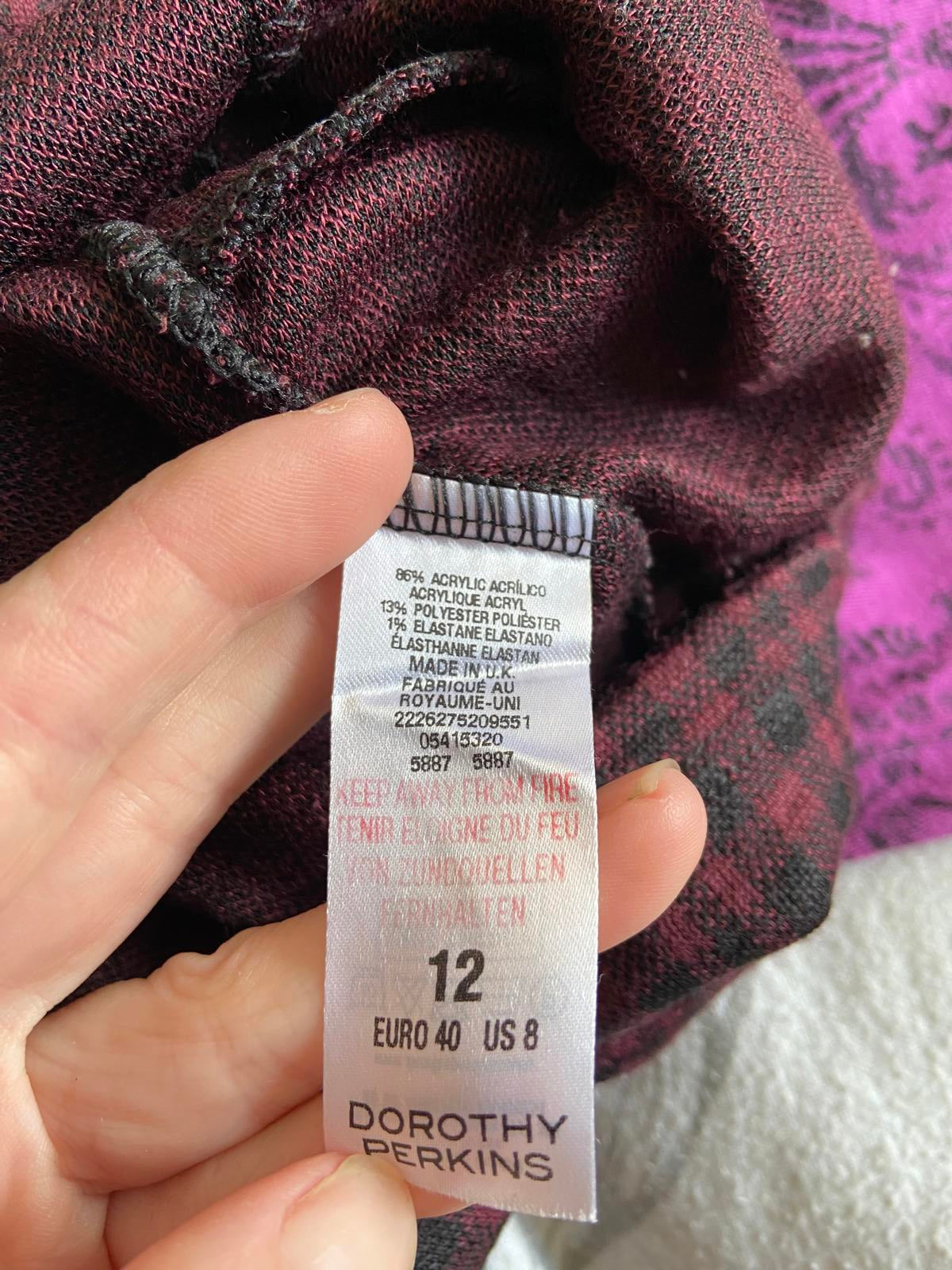 Dorothy Perkins Size 12 Red & Black Check Tunic Dress With Pockets