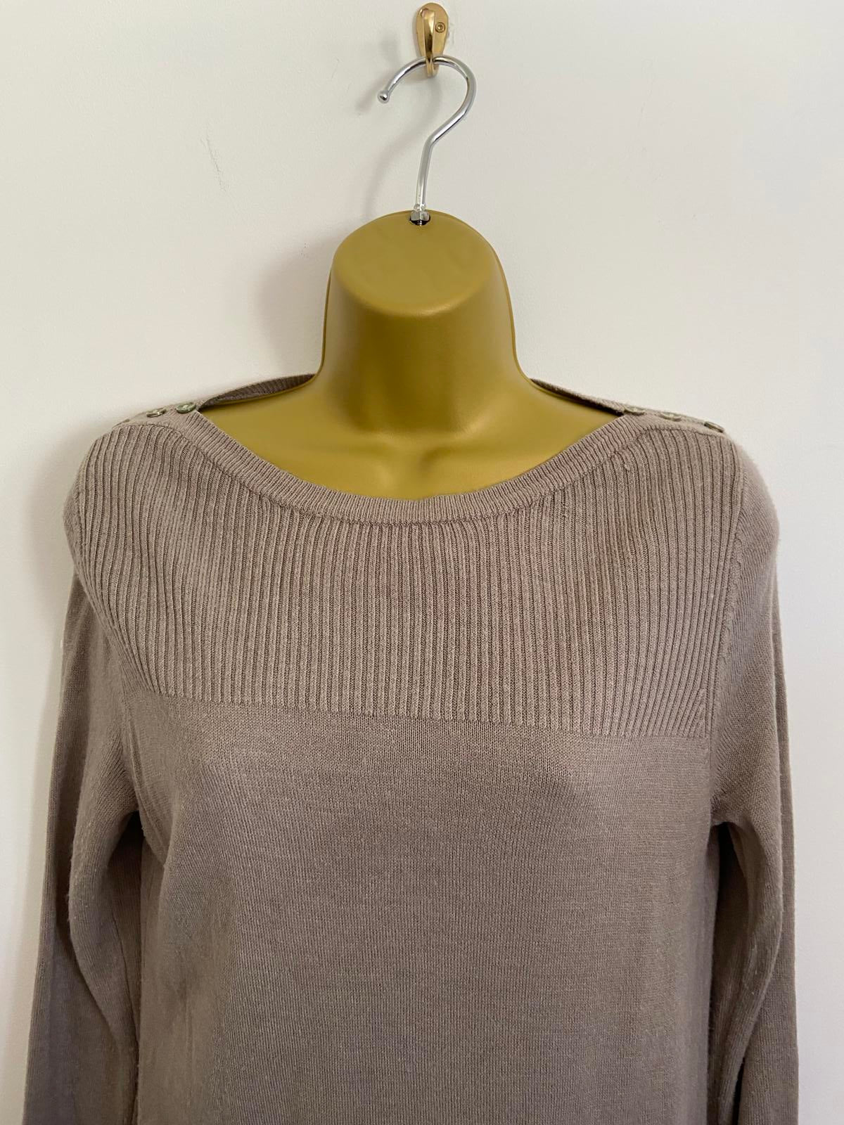 Julipa Size 8-10 Grey Cable Knit Longline Tunic Jumper With Pockets