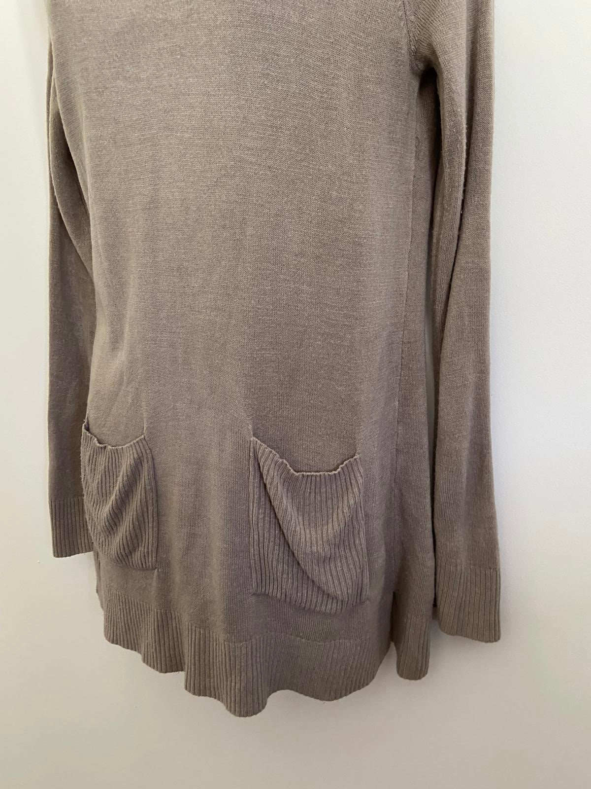 Julipa Size 8-10 Grey Cable Knit Longline Tunic Jumper With Pockets