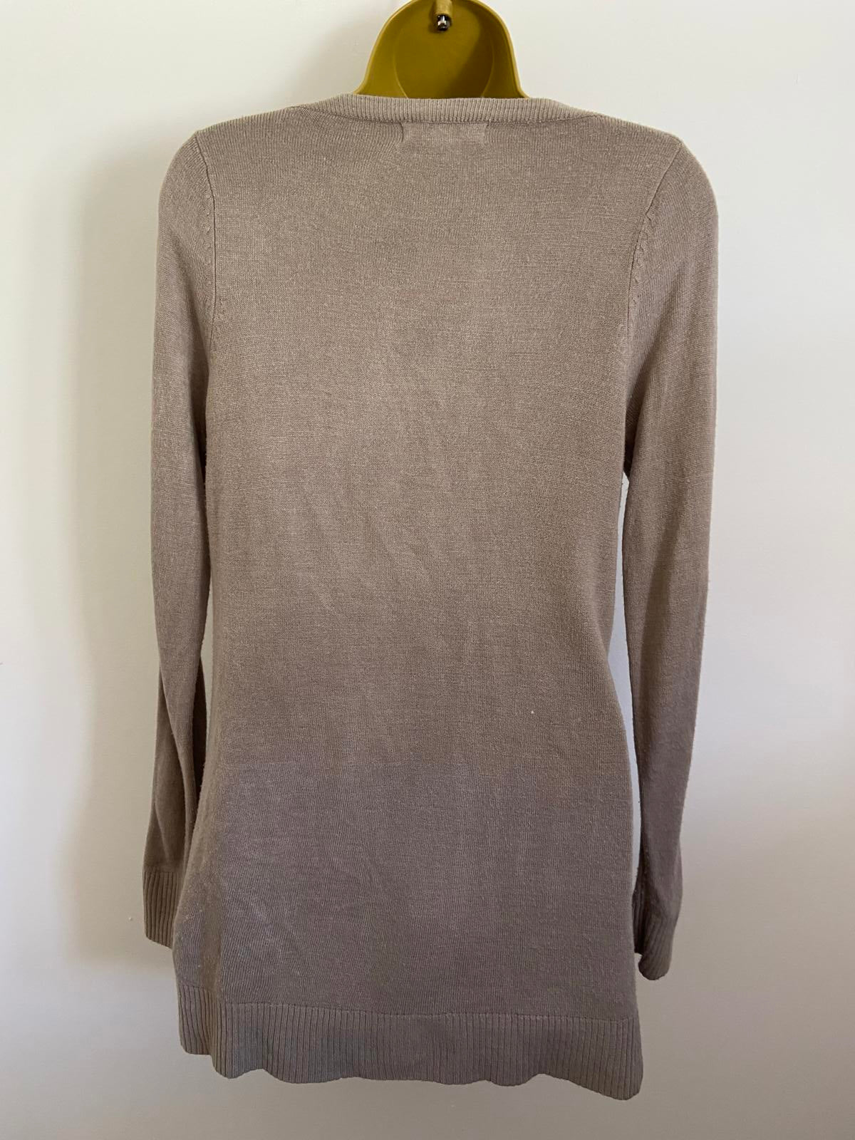 Julipa Size 8-10 Grey Cable Knit Longline Tunic Jumper With Pockets