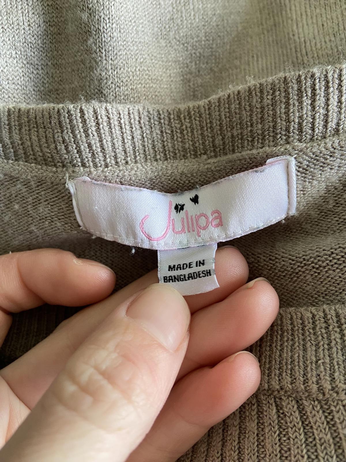 Julipa Size 8-10 Grey Cable Knit Longline Tunic Jumper With Pockets