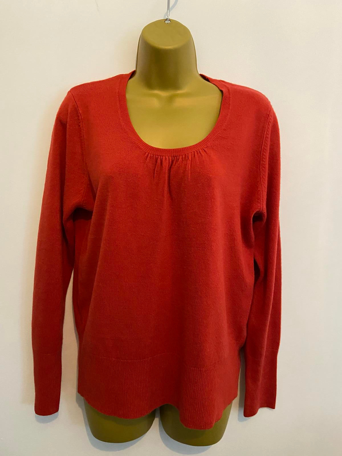 Papaya Ladies Red Knit Jumper - Gathered Scoop Neck, Size 16