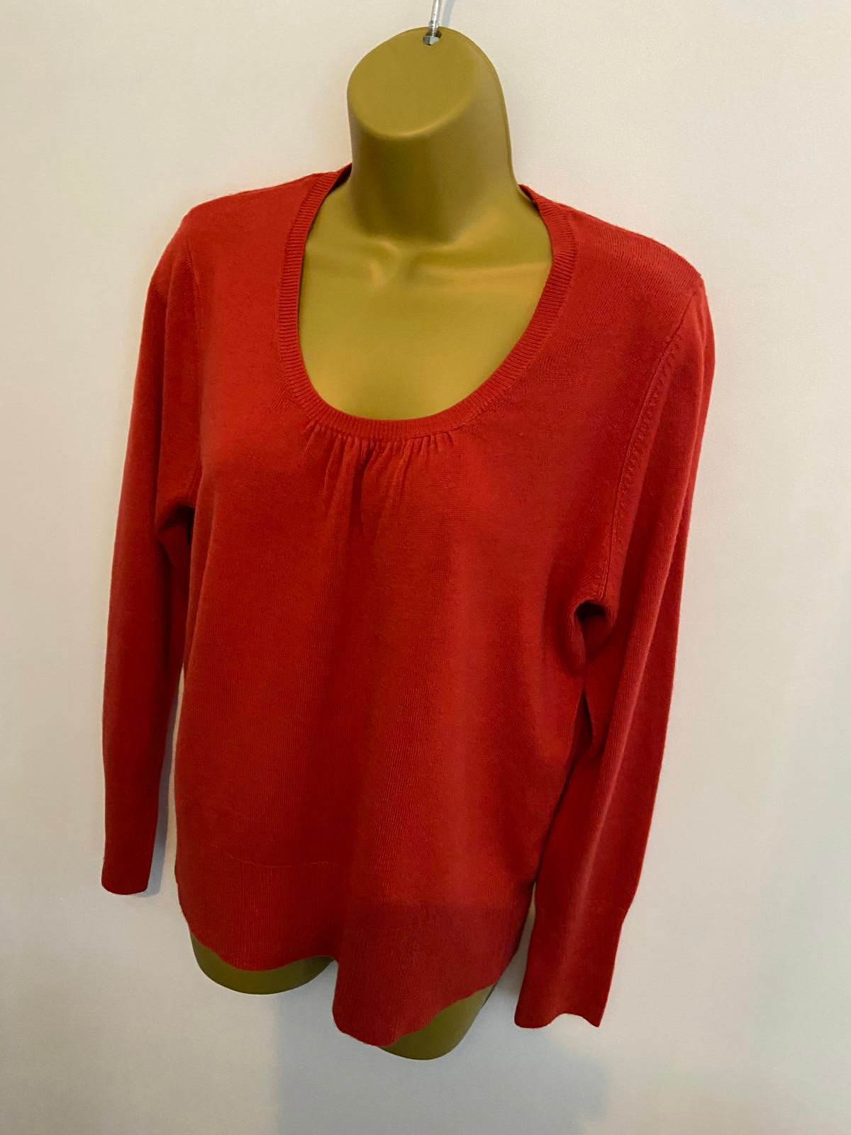 Papaya Ladies Red Knit Jumper - Gathered Scoop Neck, Size 16